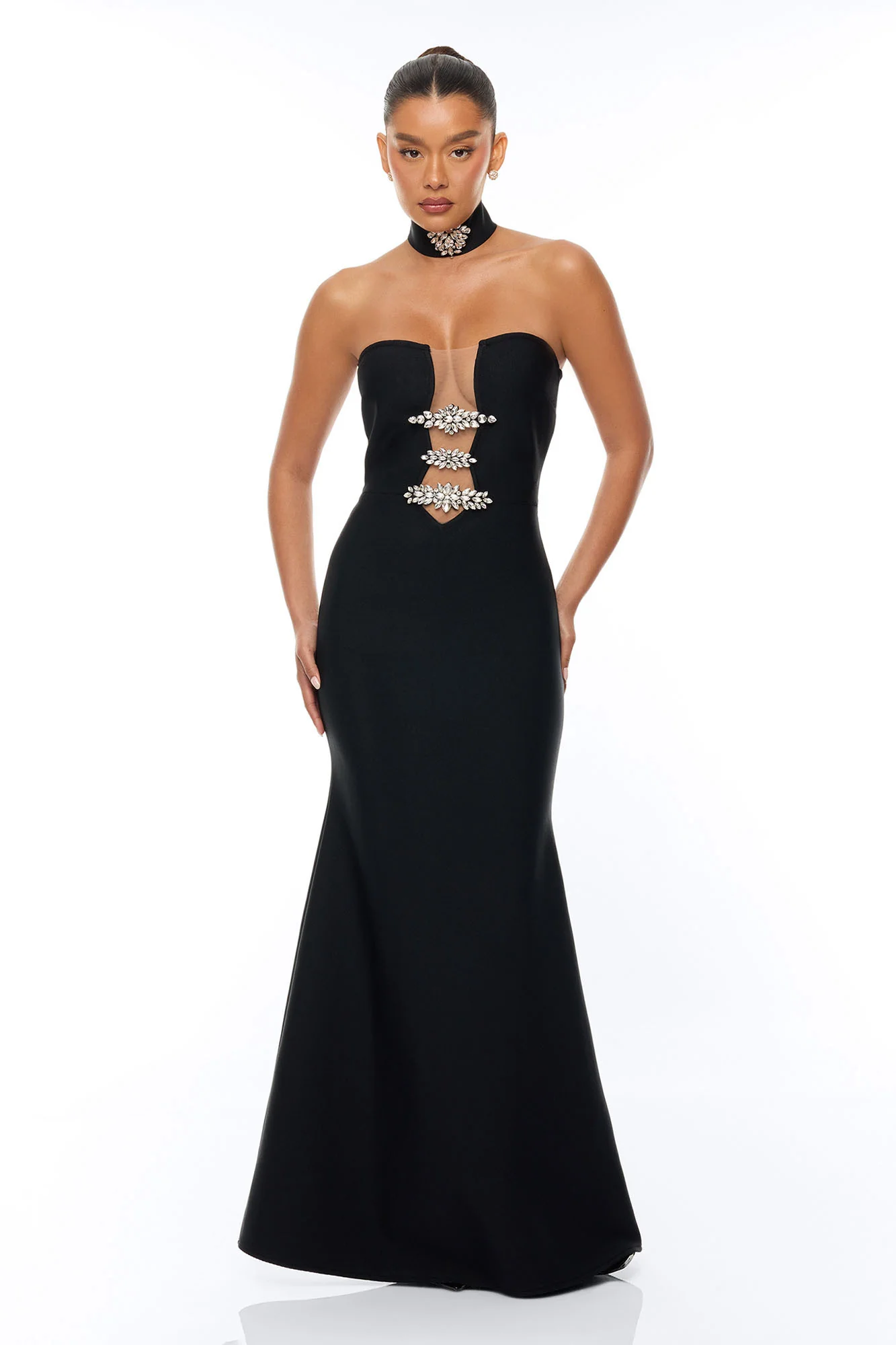 Brandi Choker Bandage Gown - Black