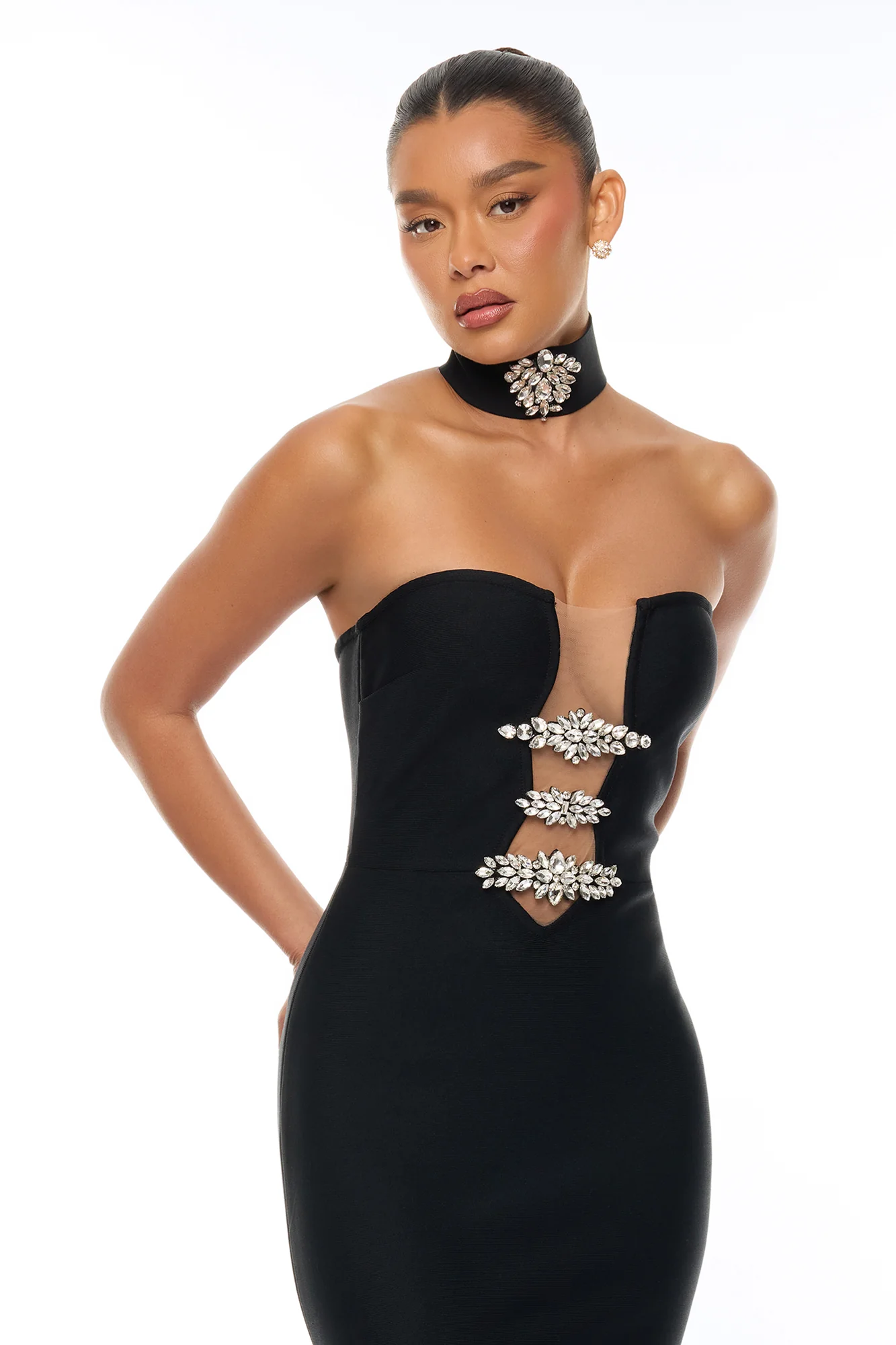 Brandi Choker Bandage Gown - Black - Image 2