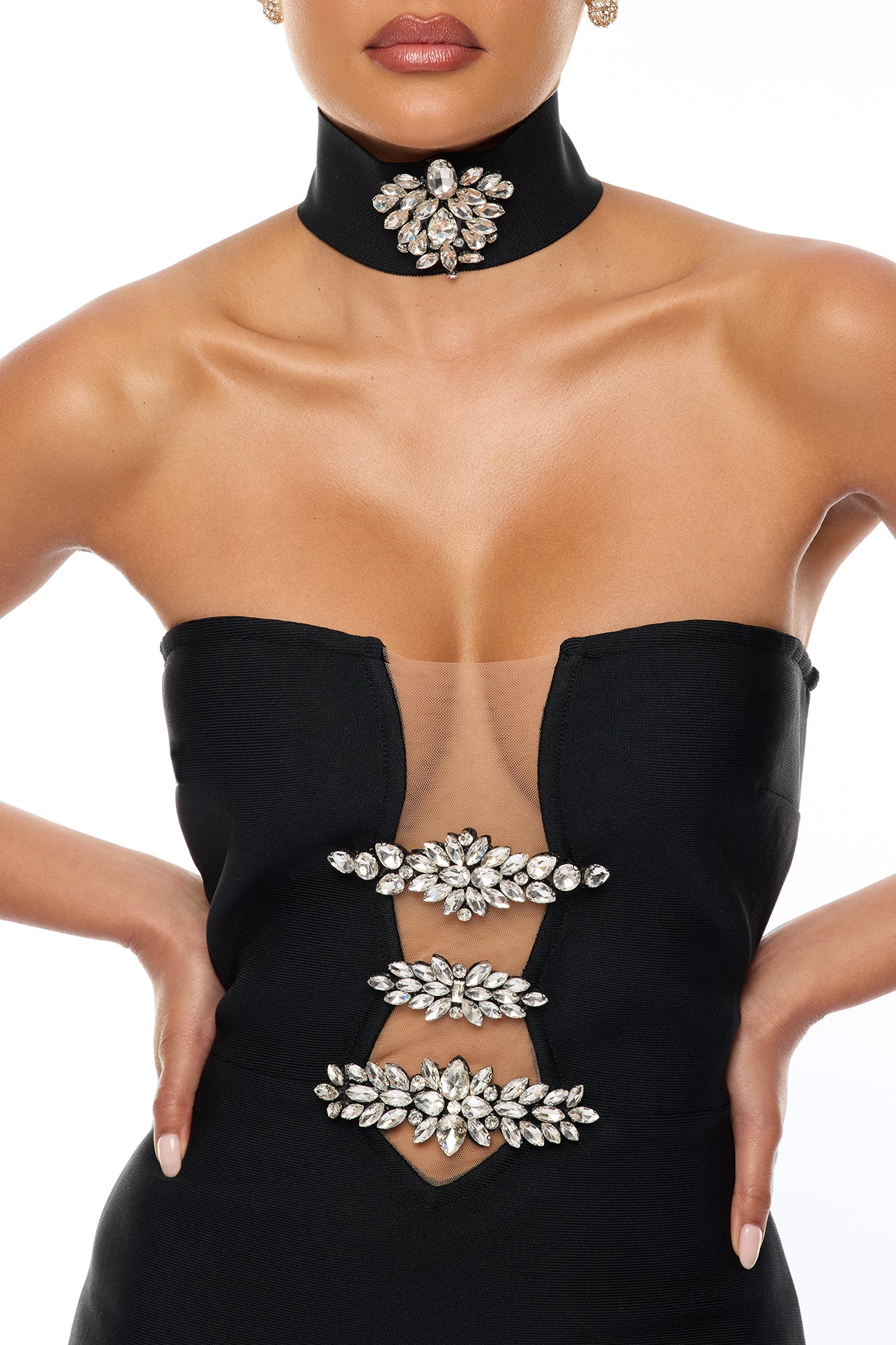 Brandi Choker Bandage Gown - Black - Image 3