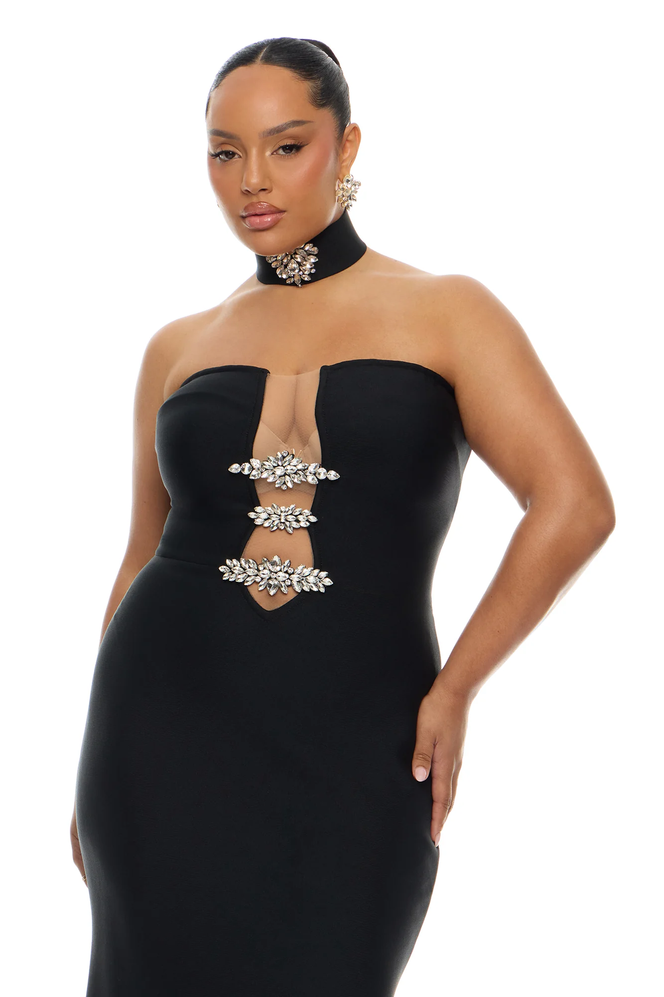 Brandi Choker Bandage Gown - Black - Image 6