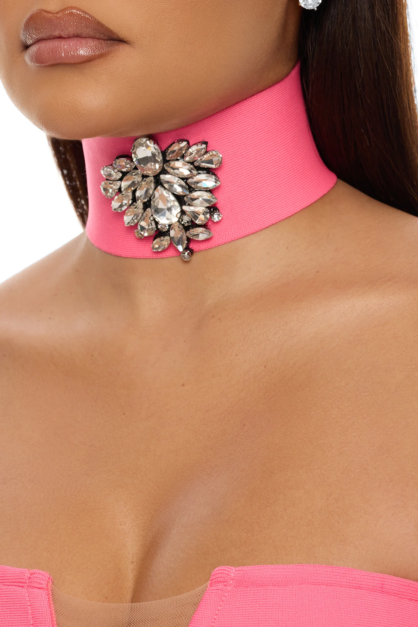 Brandi Choker Bandage Gown - Hot Pink - Image 4