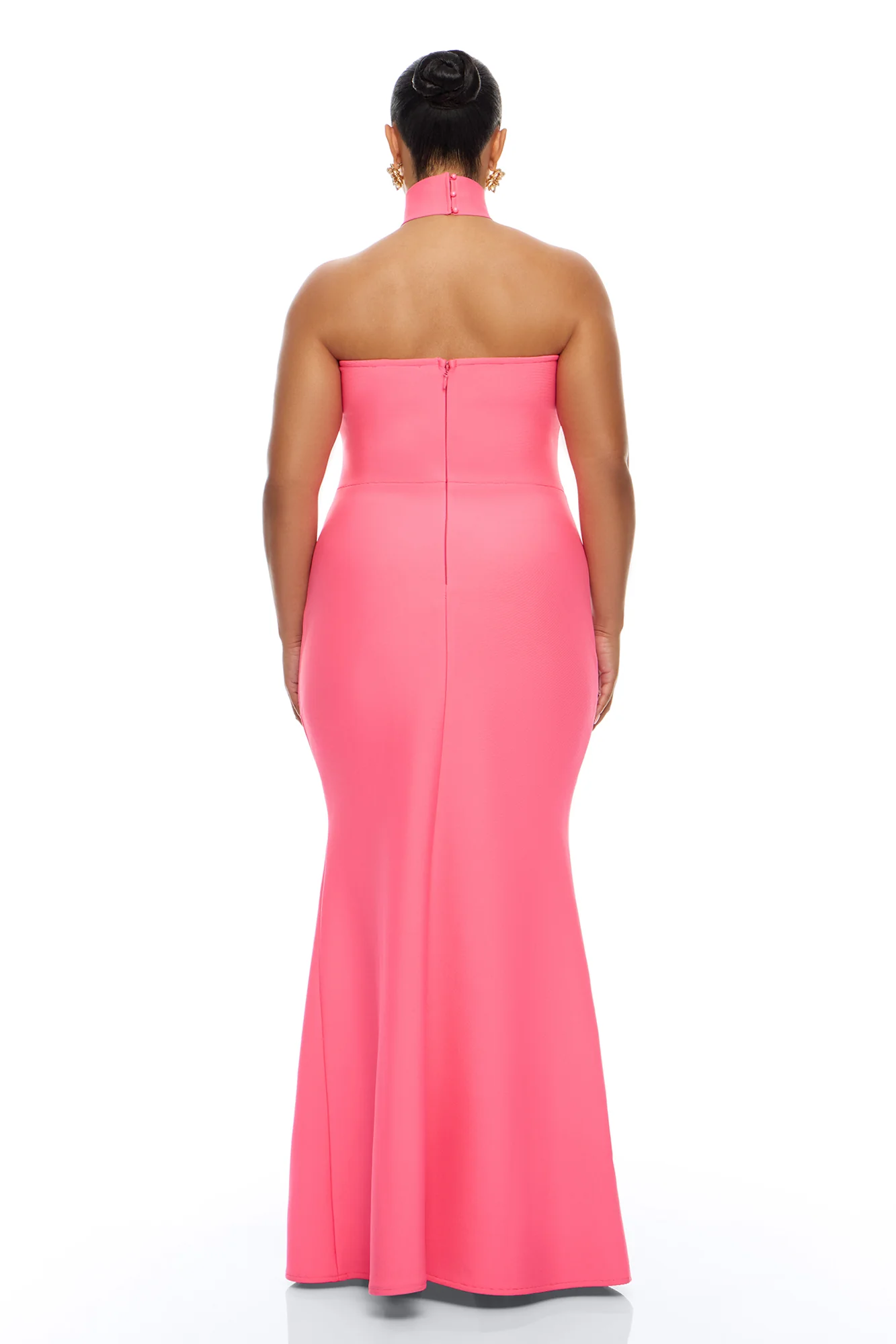 Brandi Choker Bandage Gown - Hot Pink - Image 9