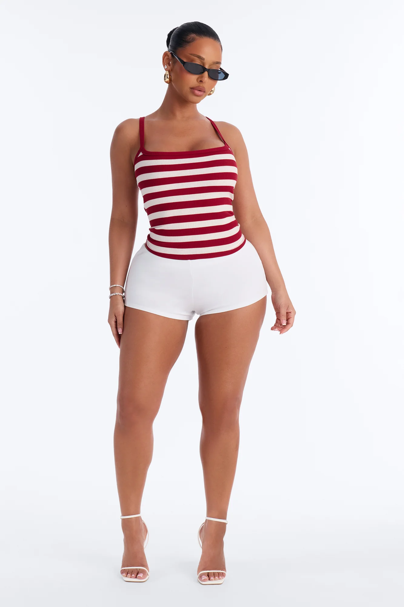 Brandi Striped Cami Top - Burgundy/combo - Image 2