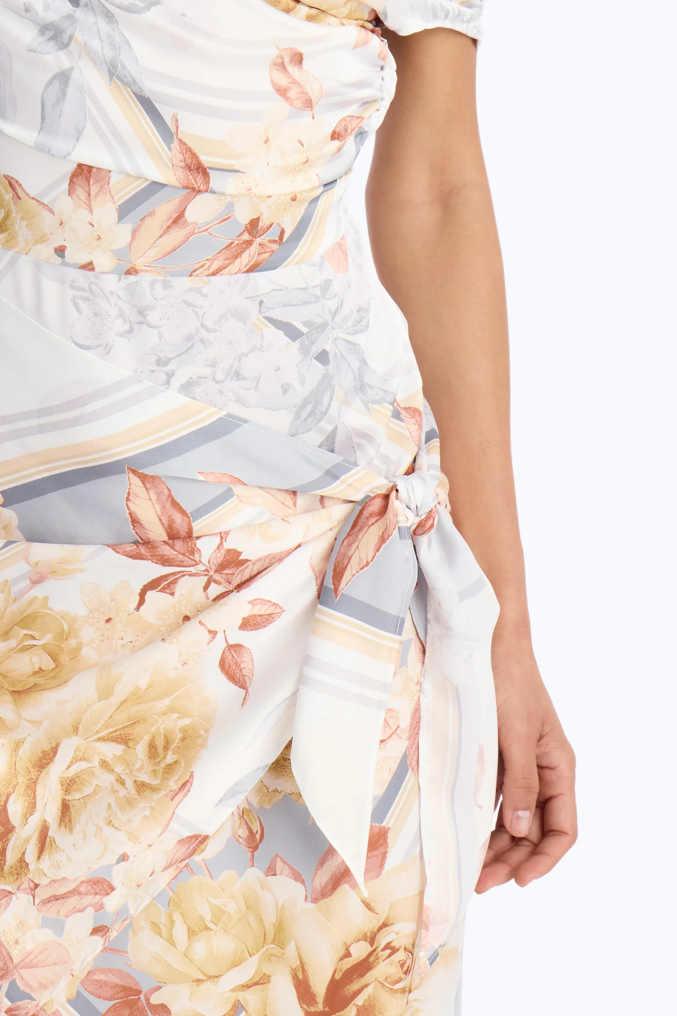 Brea Floral Satin Midi Dress - Blue/combo - Image 3