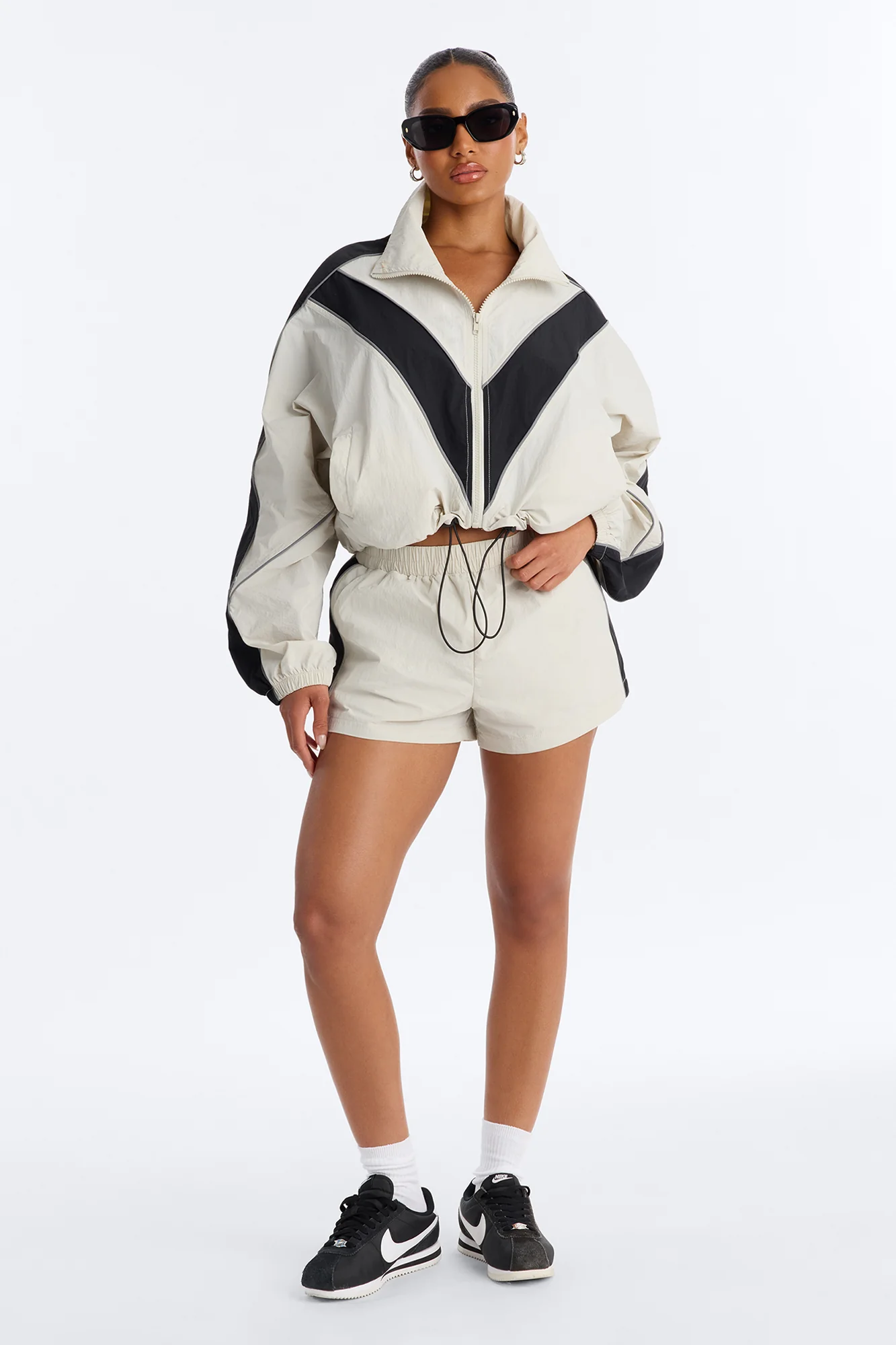 Break A Sweat Windbreaker Track Shorts - Taupe/combo