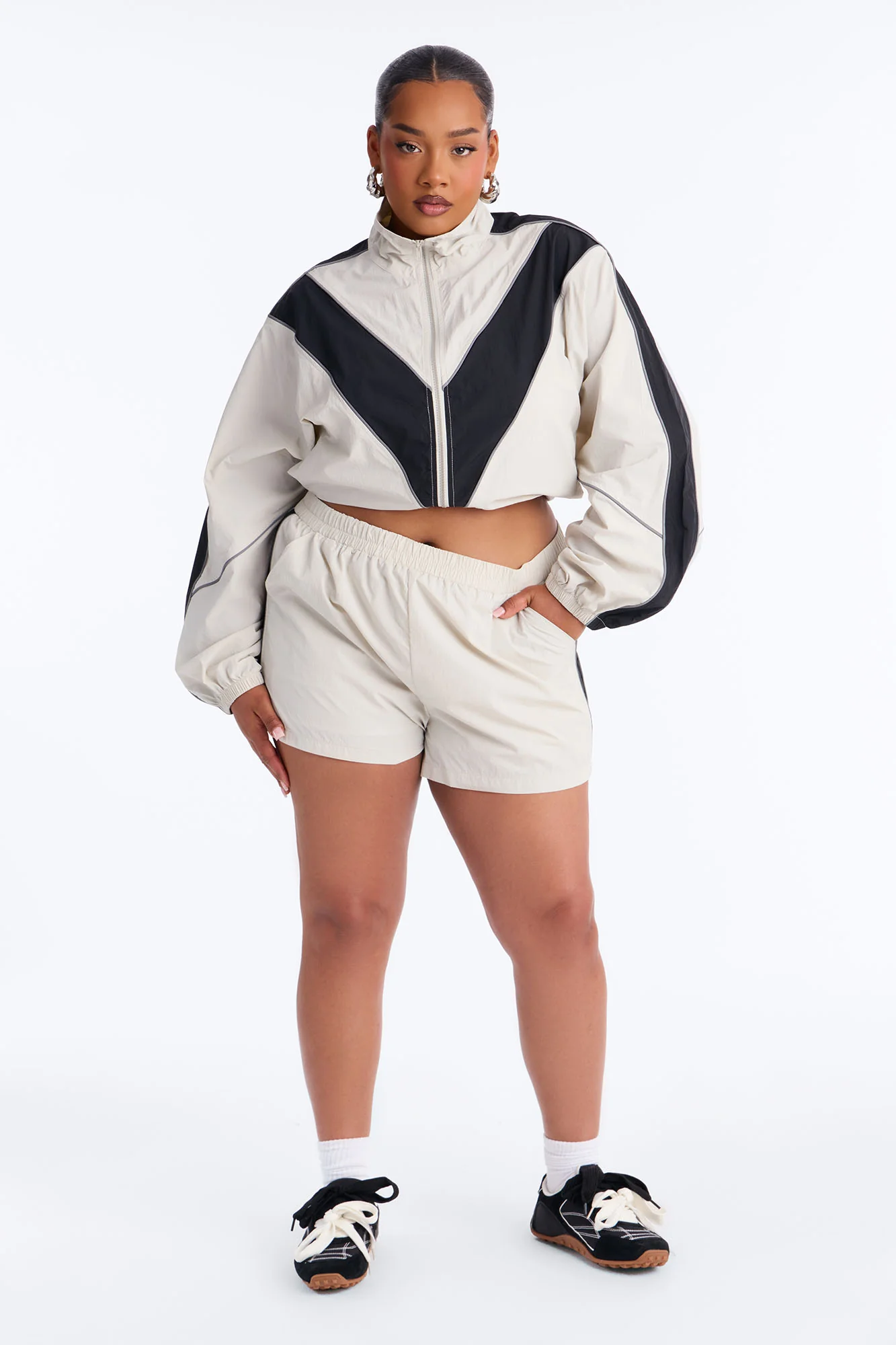 Break A Sweat Windbreaker Track Shorts - Taupe/combo - Image 4