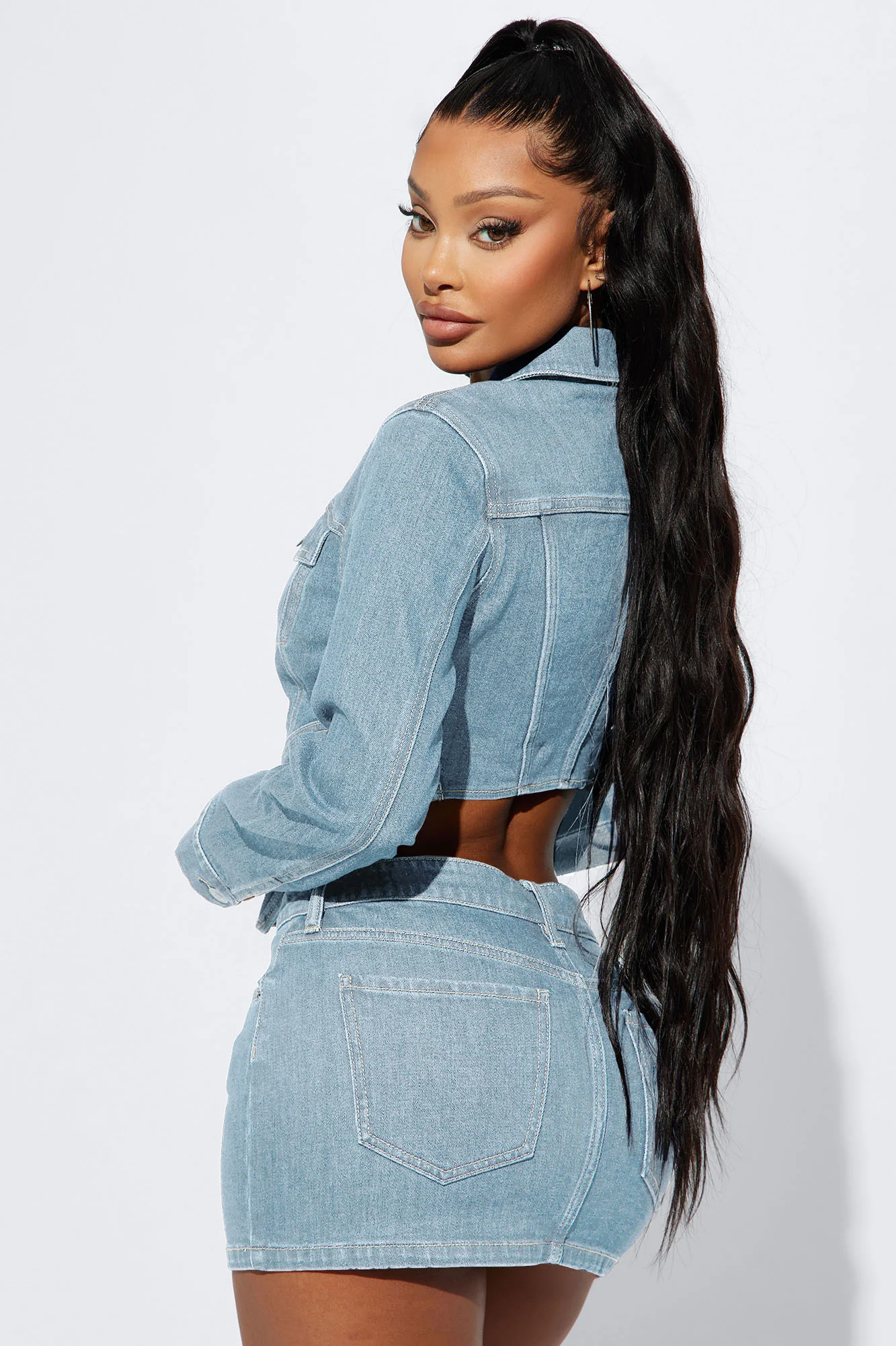 Break Free Denim Skirt Set - Light Wash - Image 3