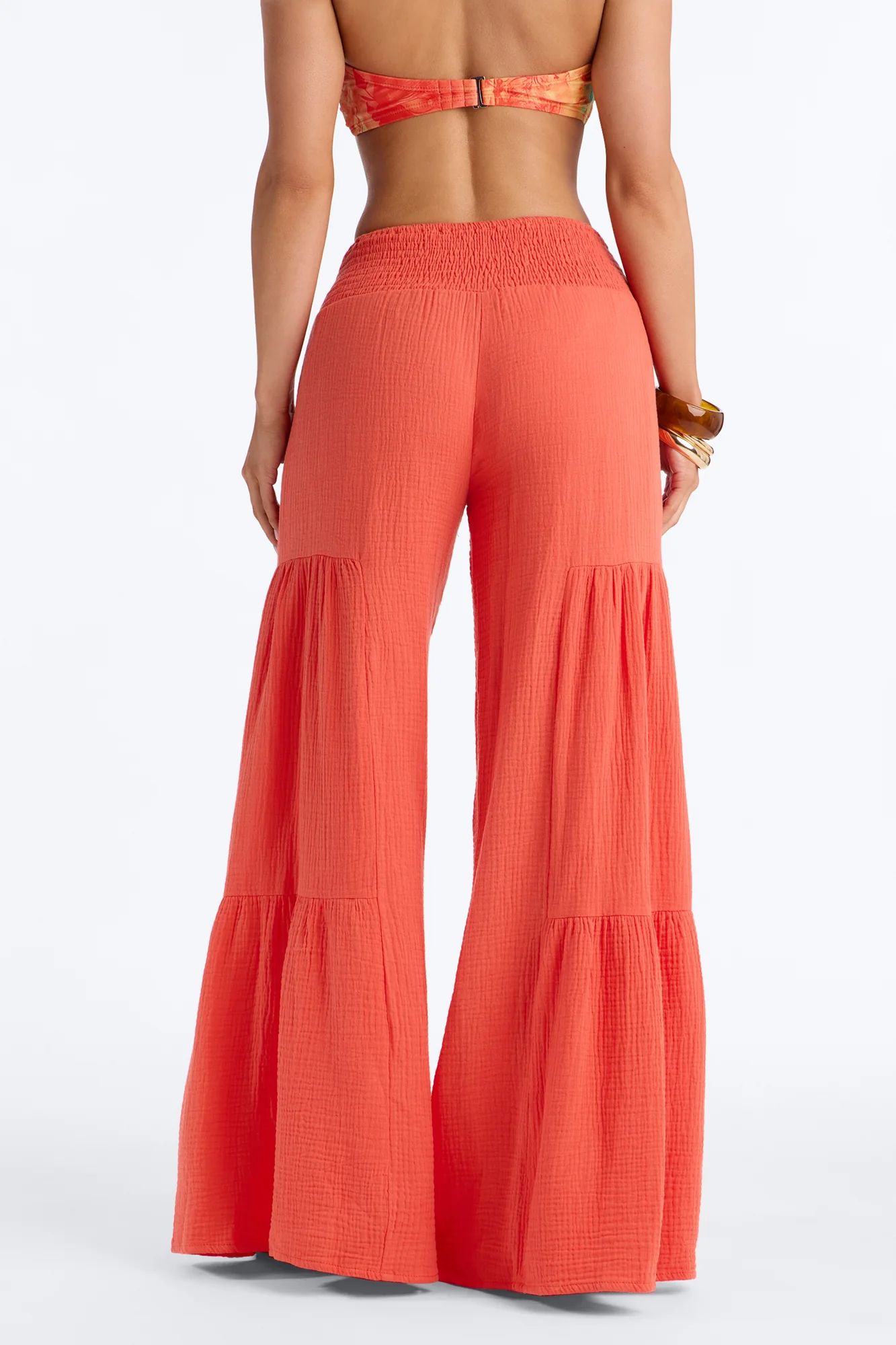 Breezy Bay Wide Leg Gauze Pant - Orange - Image 4