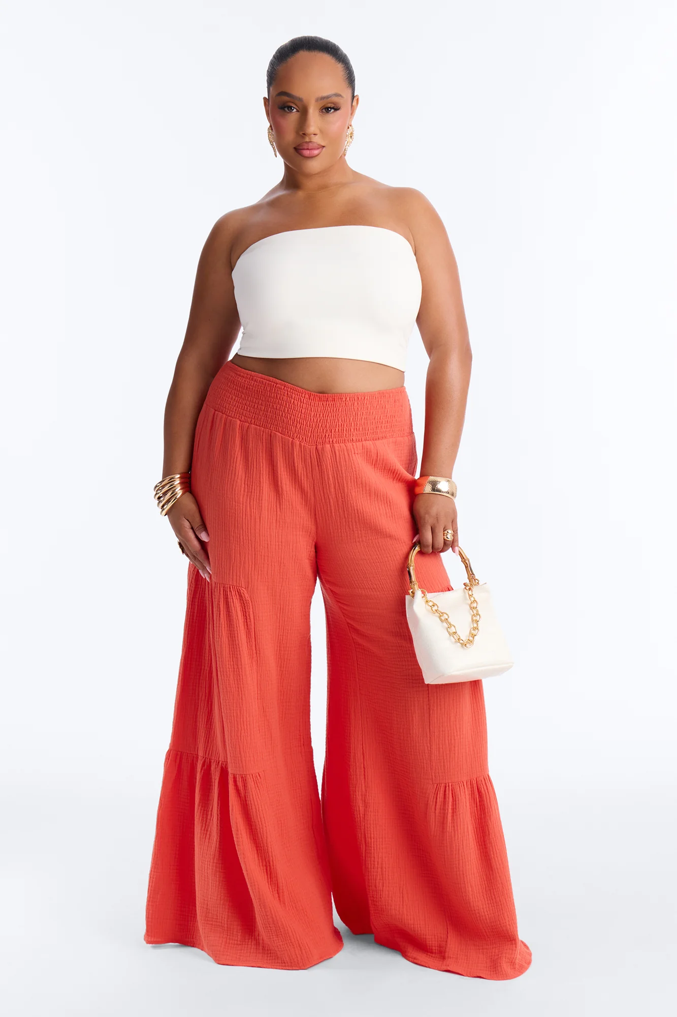 Breezy Bay Wide Leg Gauze Pant - Orange - Image 5