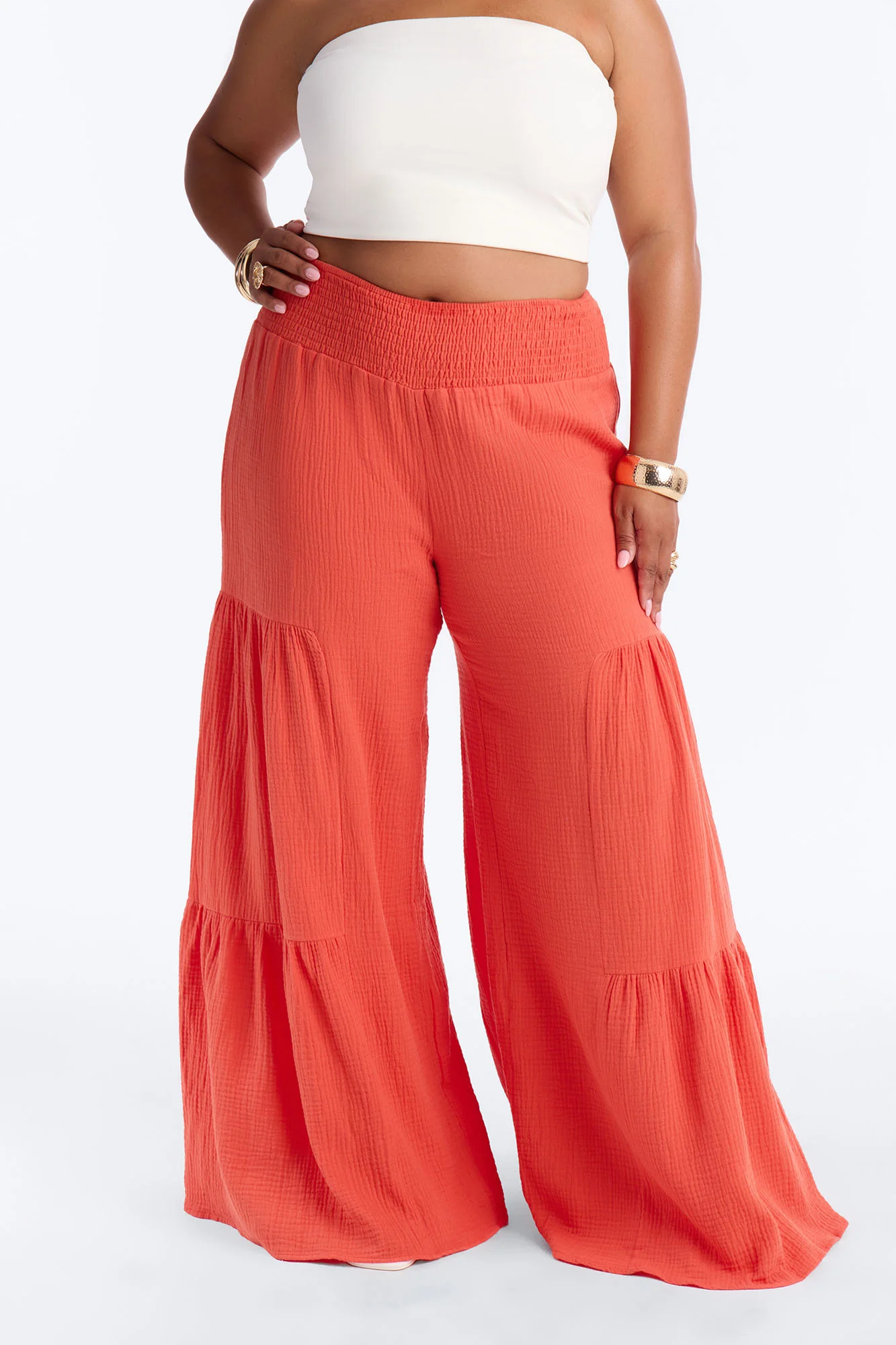 Breezy Bay Wide Leg Gauze Pant - Orange - Image 6