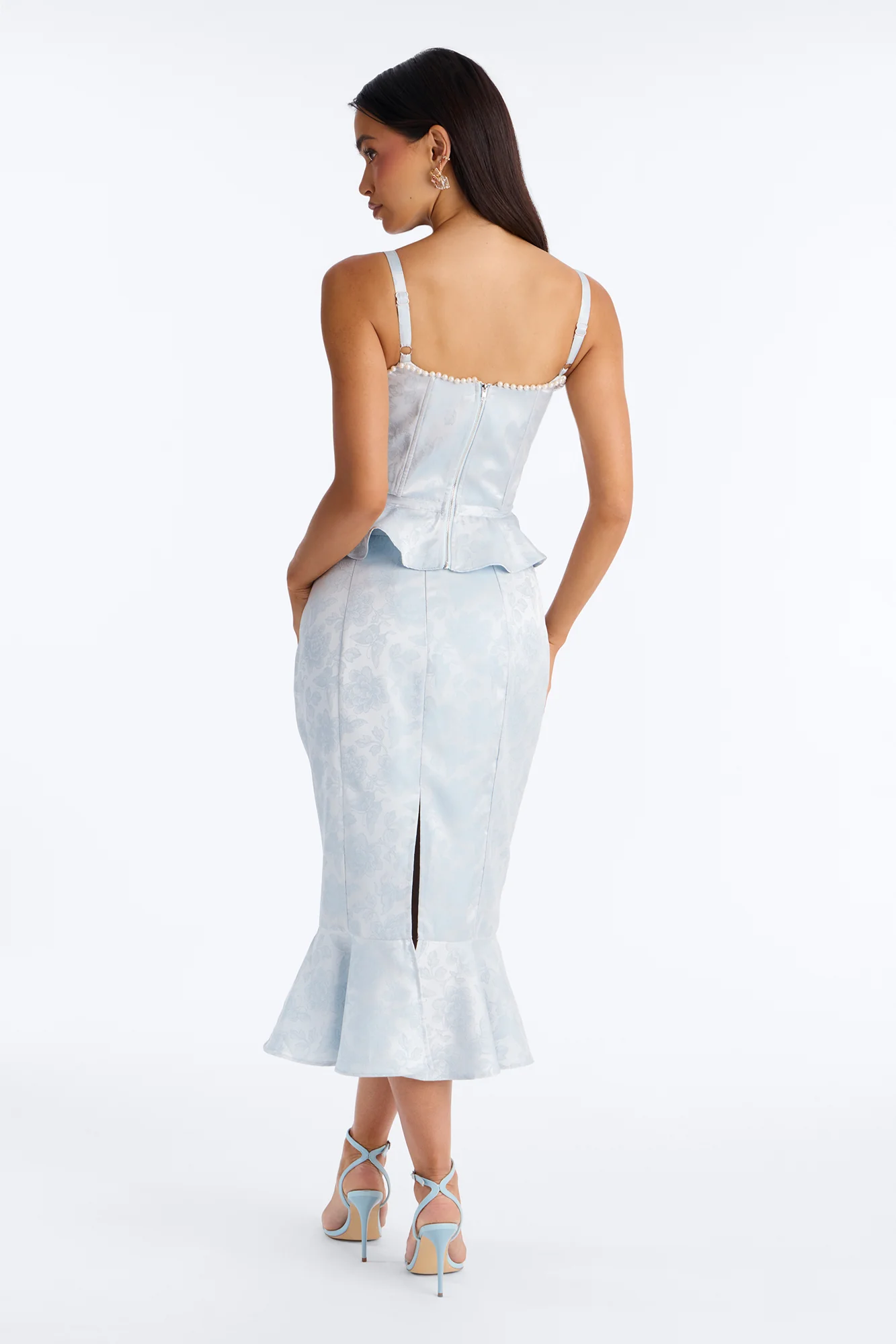 Breezy Day Floral Jacquard Skirt Set - Blue - Image 4