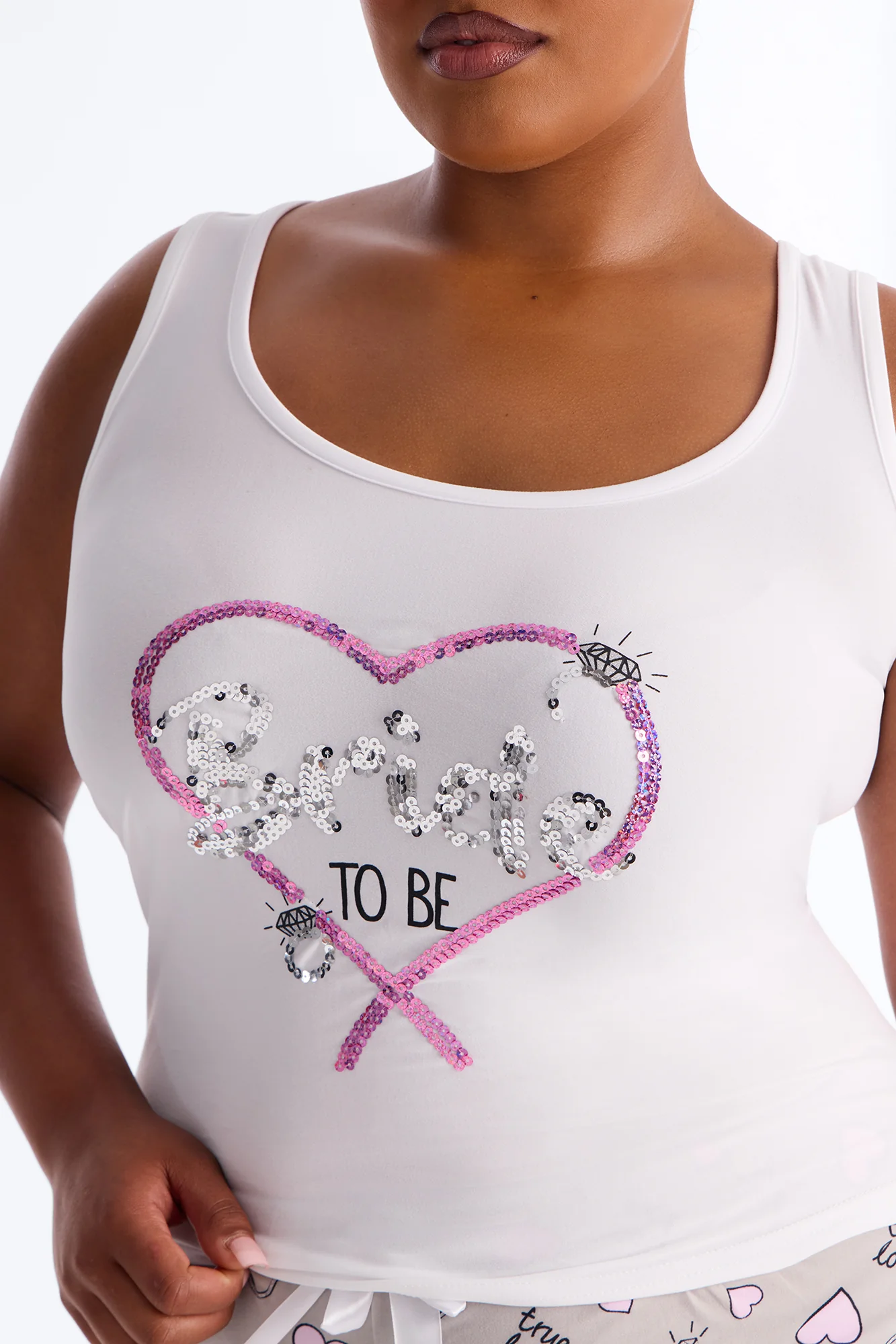 Bridal Era Tank & Short PJ Set - White/combo - Image 5
