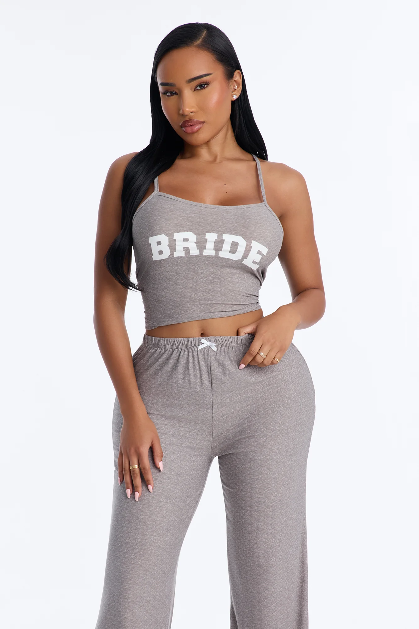 Bride Boarding PJ Set - Heather Grey - Image 2