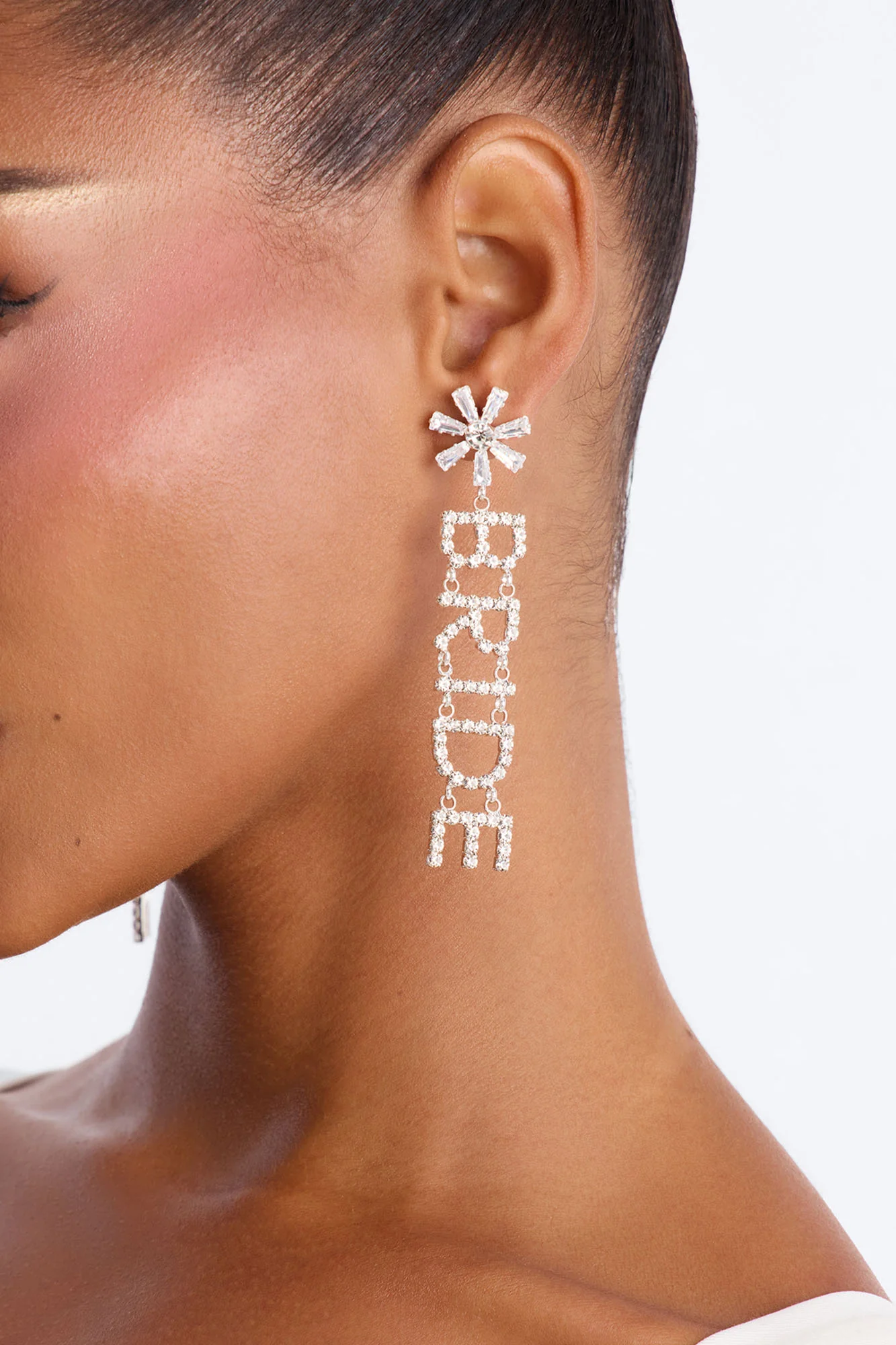 Bride Era Rhinestone Drop Earrings - Silver