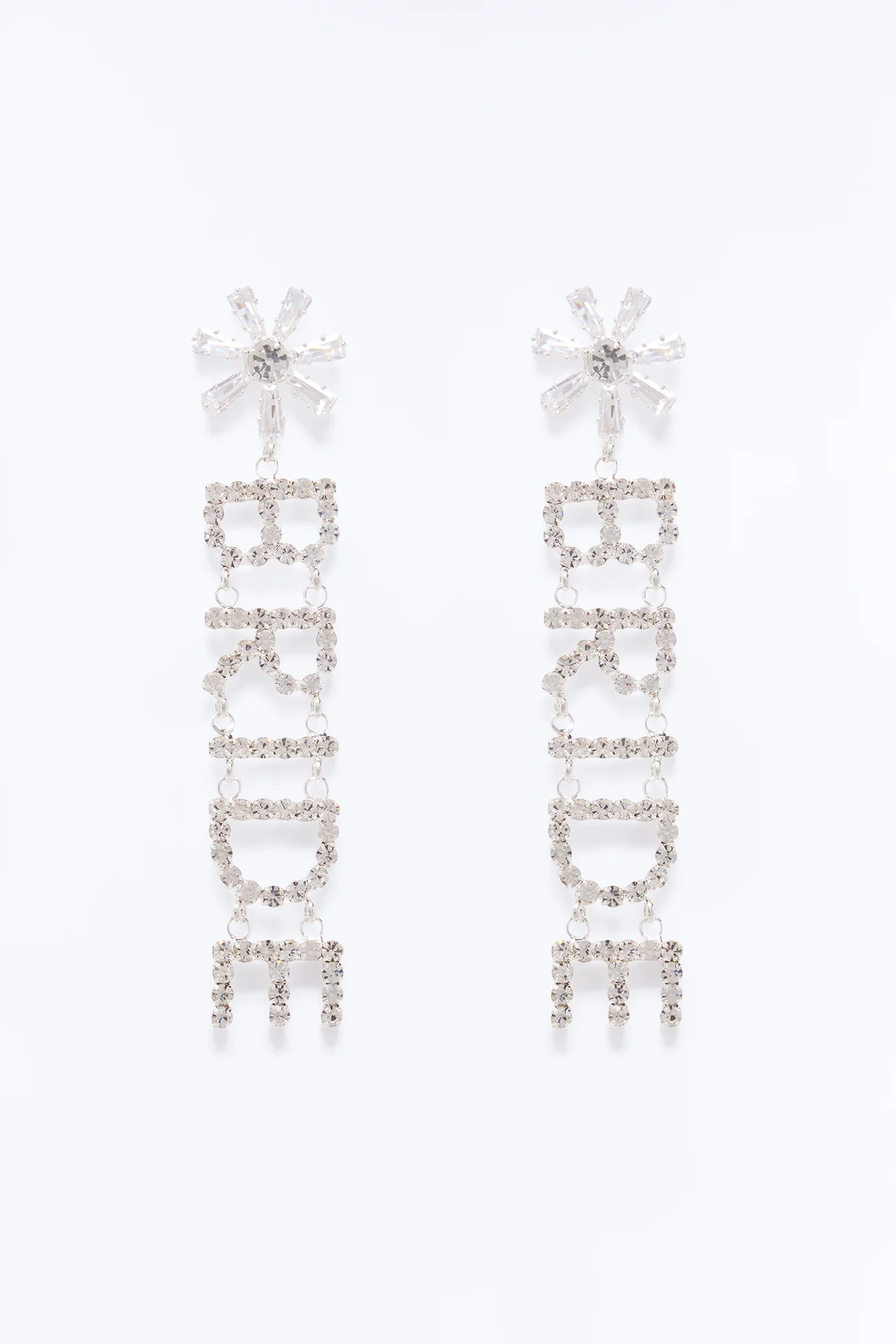 Bride Era Rhinestone Drop Earrings - Silver - Image 3