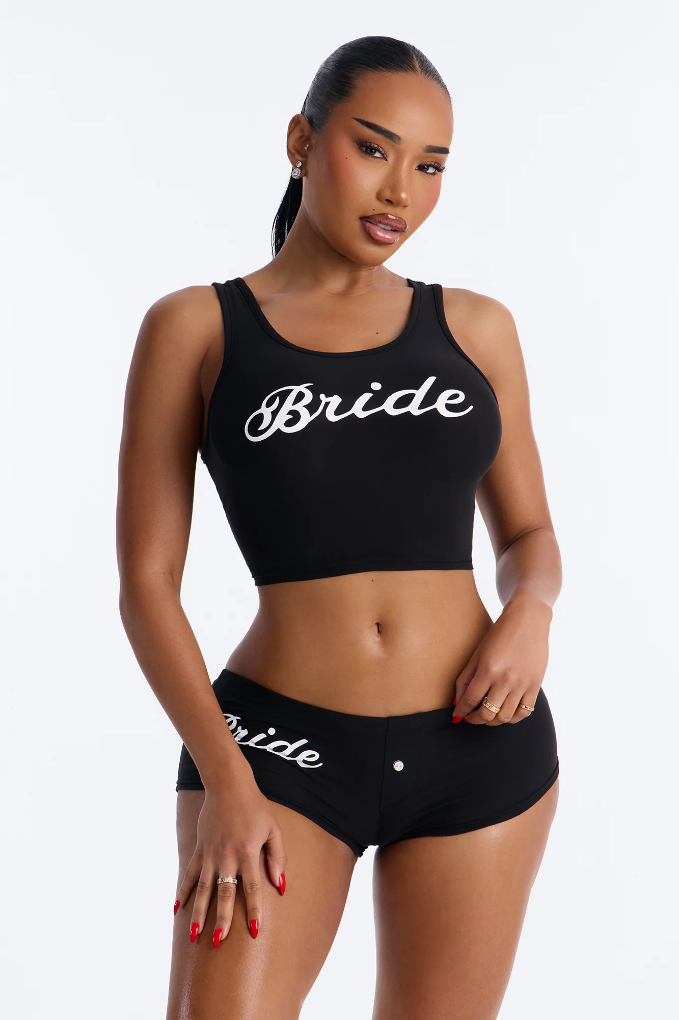 Bride PJ Tank & Short Set - Black