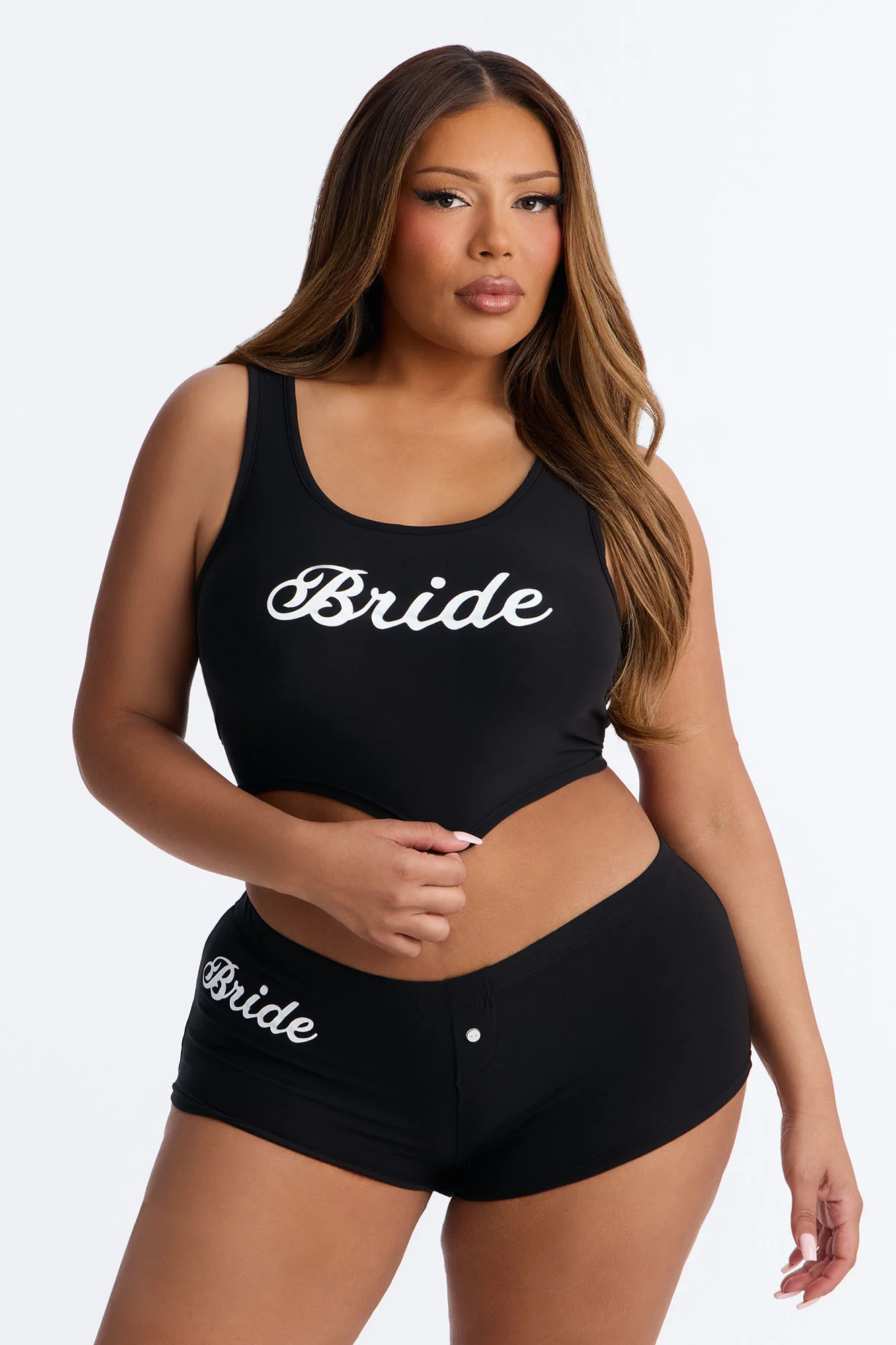 Bride PJ Tank & Short Set - Black - Image 4
