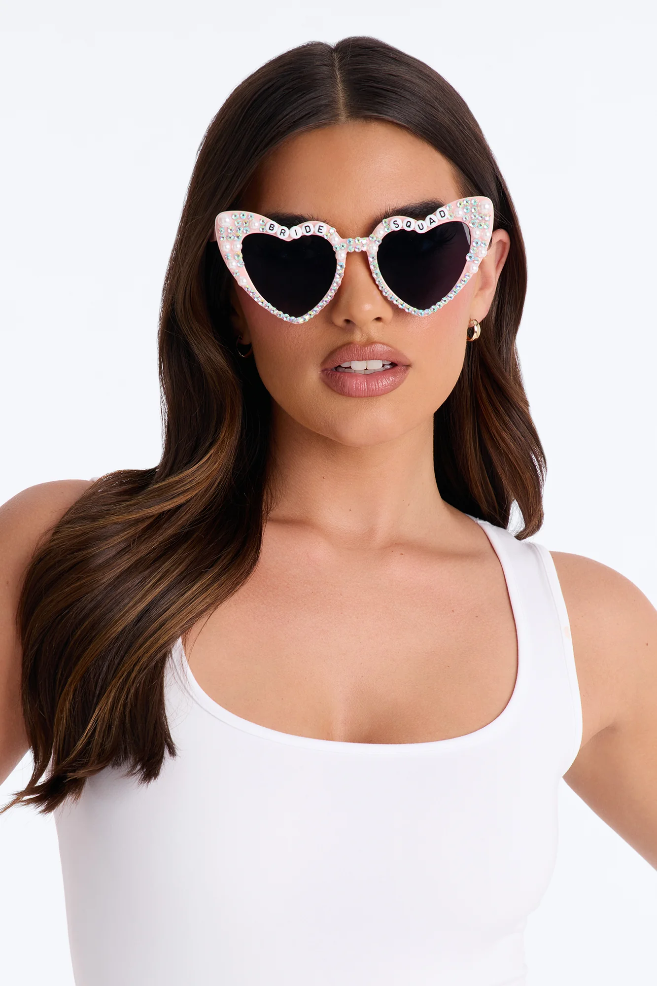 Bride Squad Heart Eye Sunglasses - Pink