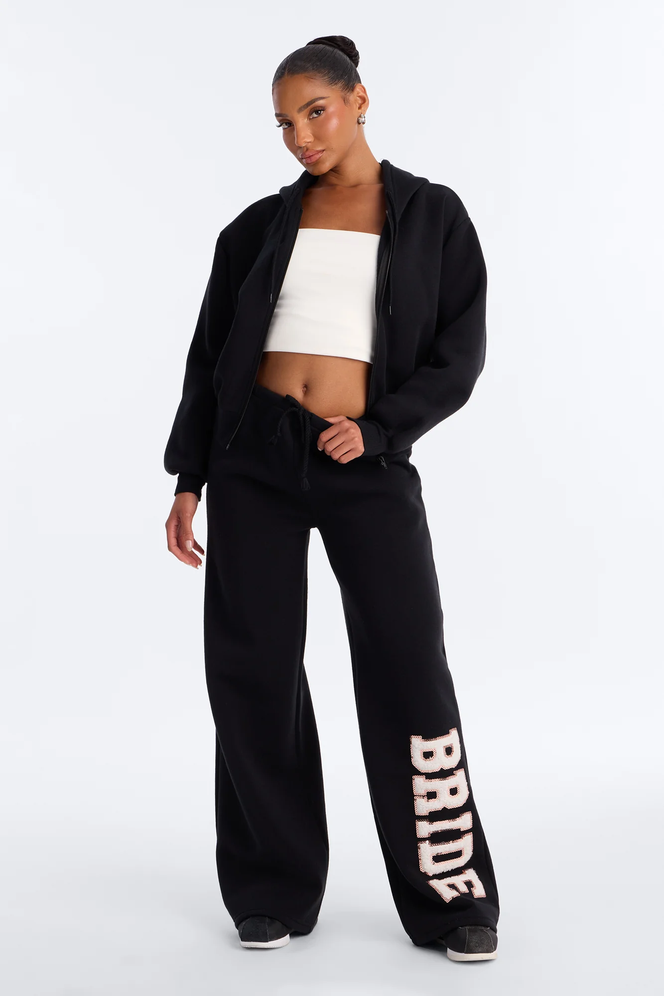 Bride To Be Fleece Pant Set - Black/White