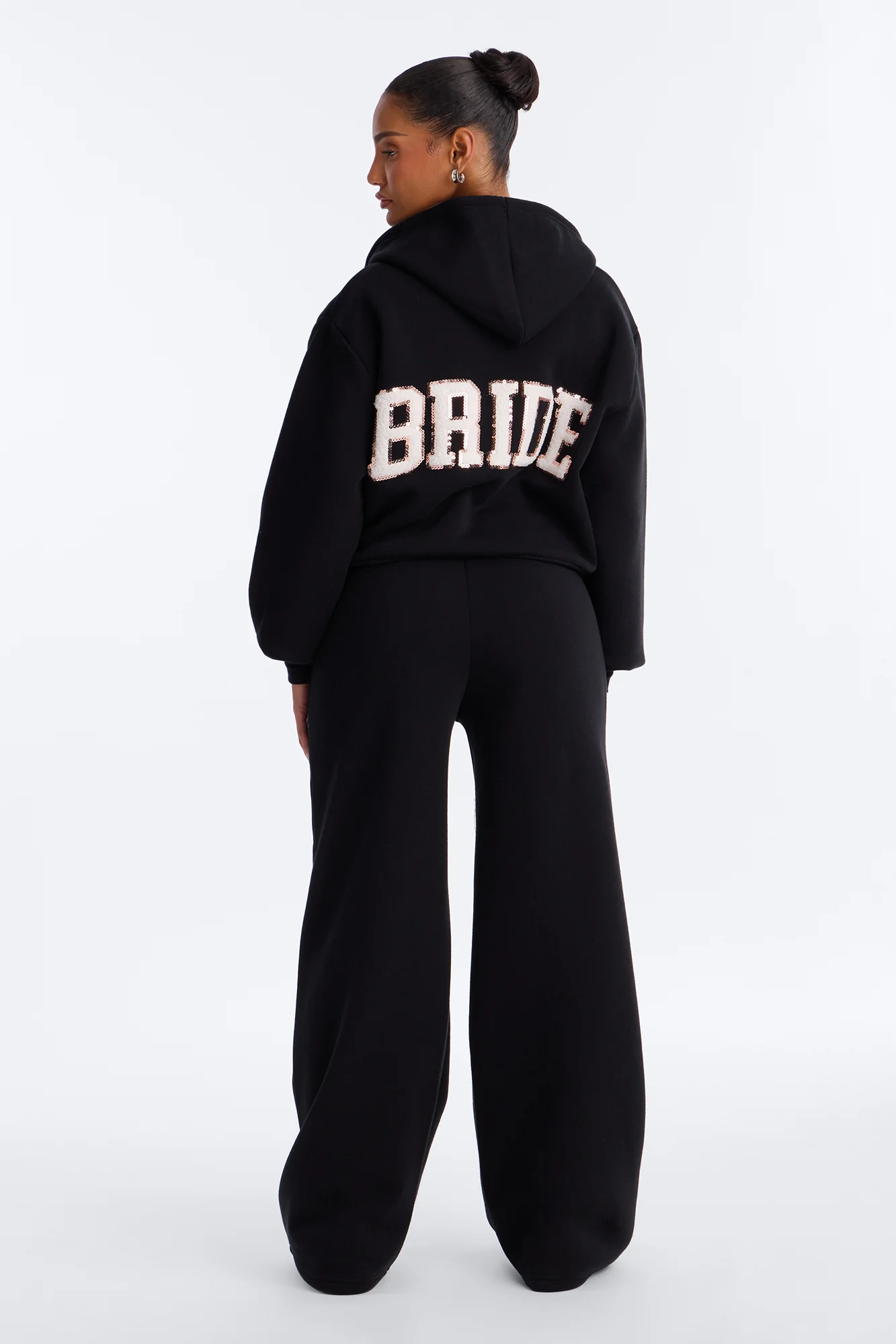 Bride To Be Fleece Pant Set - Black/White - Image 2