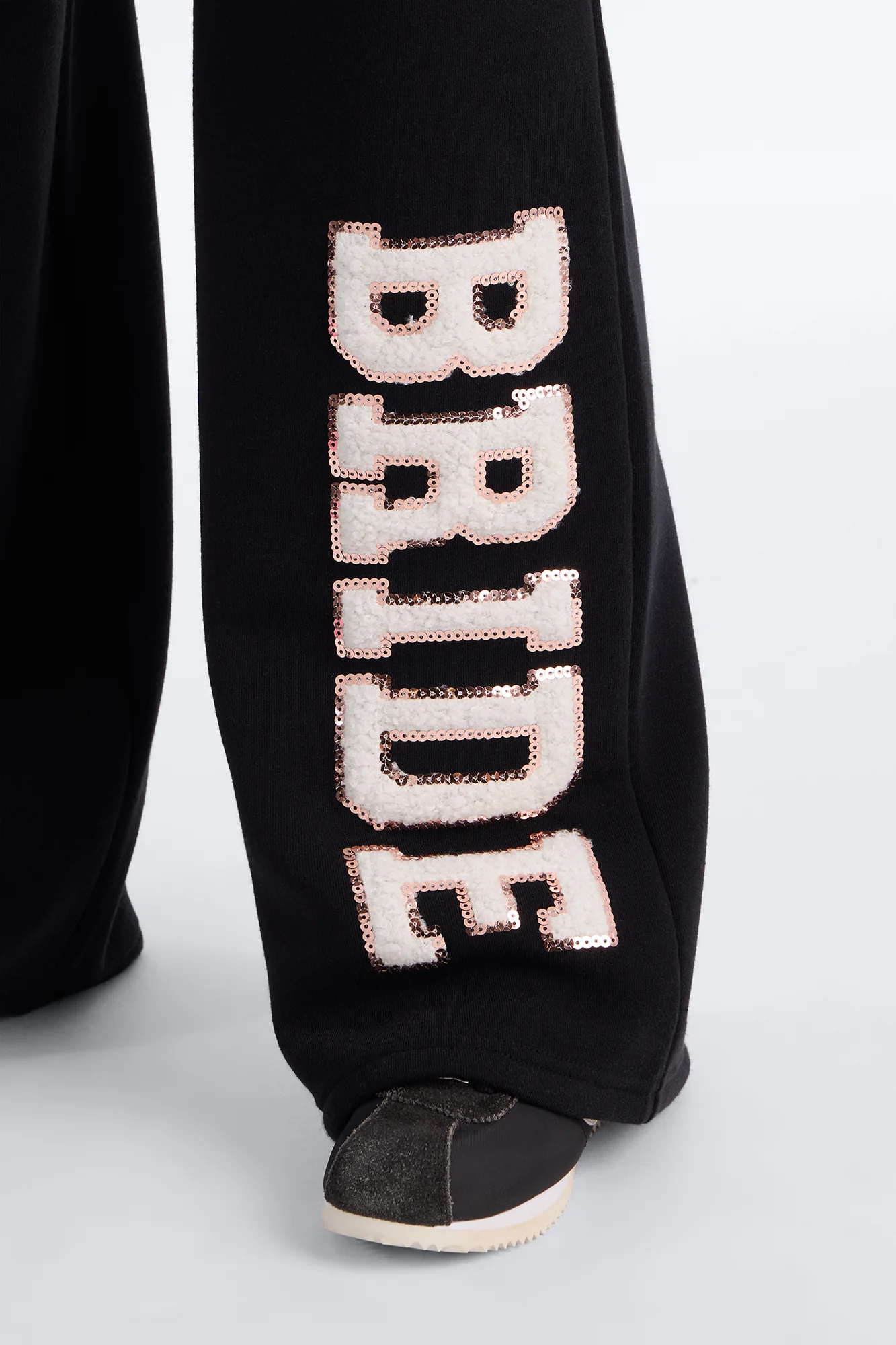 Bride To Be Fleece Pant Set - Black/White - Image 4