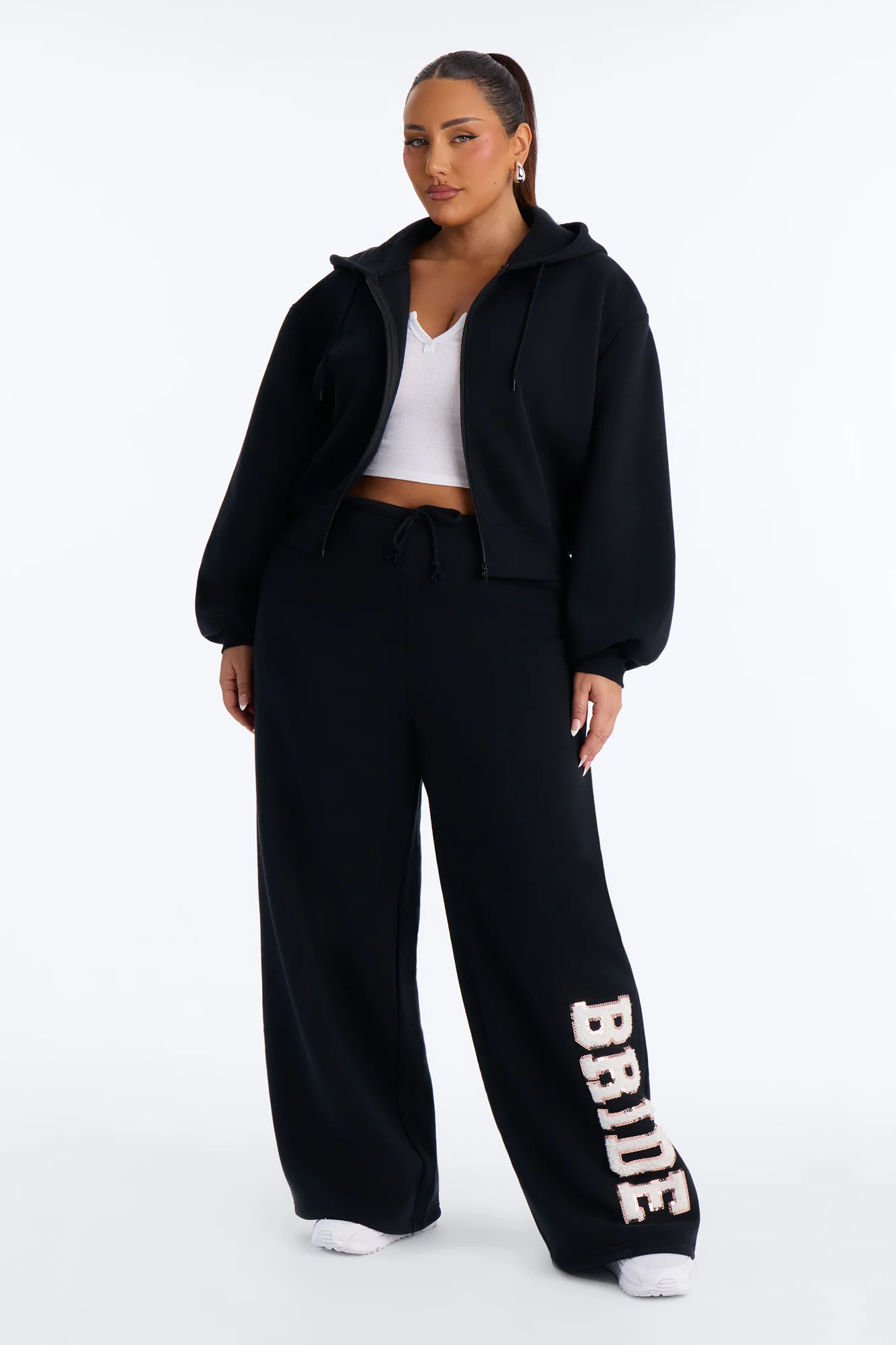 Bride To Be Fleece Pant Set - Black/White - Image 5