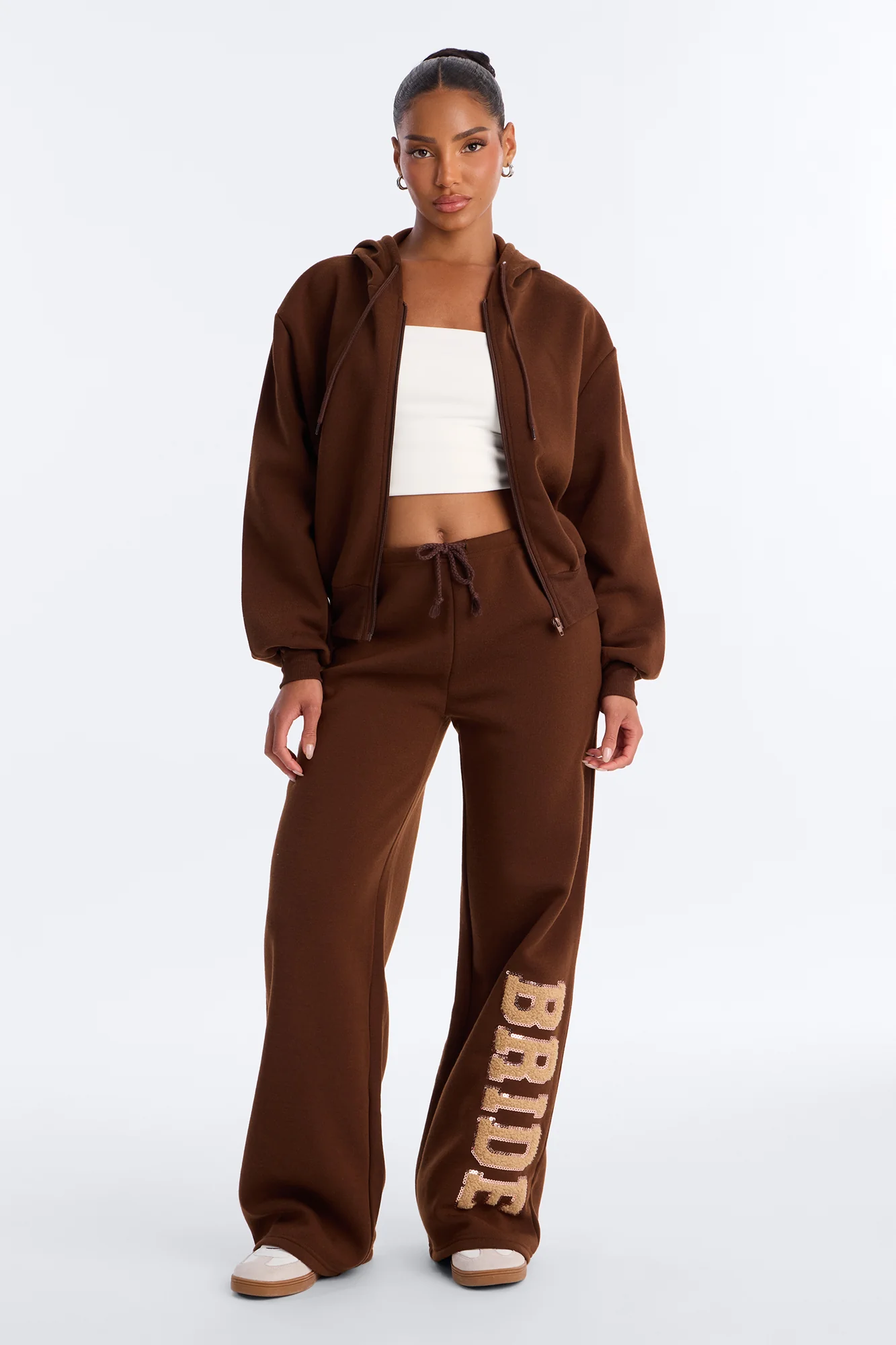 Bride To Be Fleece Pant Set - Brown/combo - Image 2
