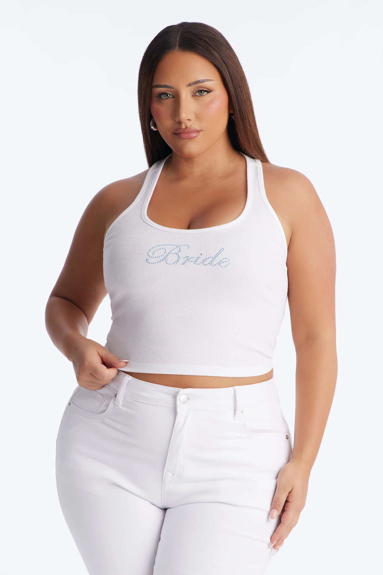 Bride To Be Rhinestone Tank Top - White - Image 5