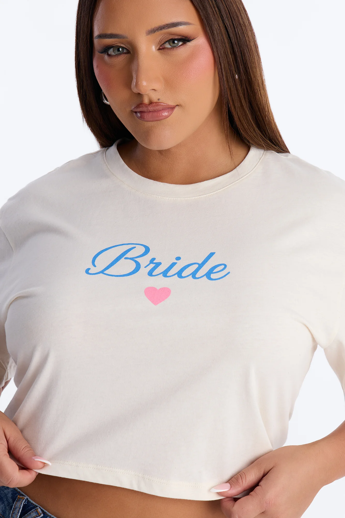 Bride Vibes Cropped Tee - Cream - Image 7