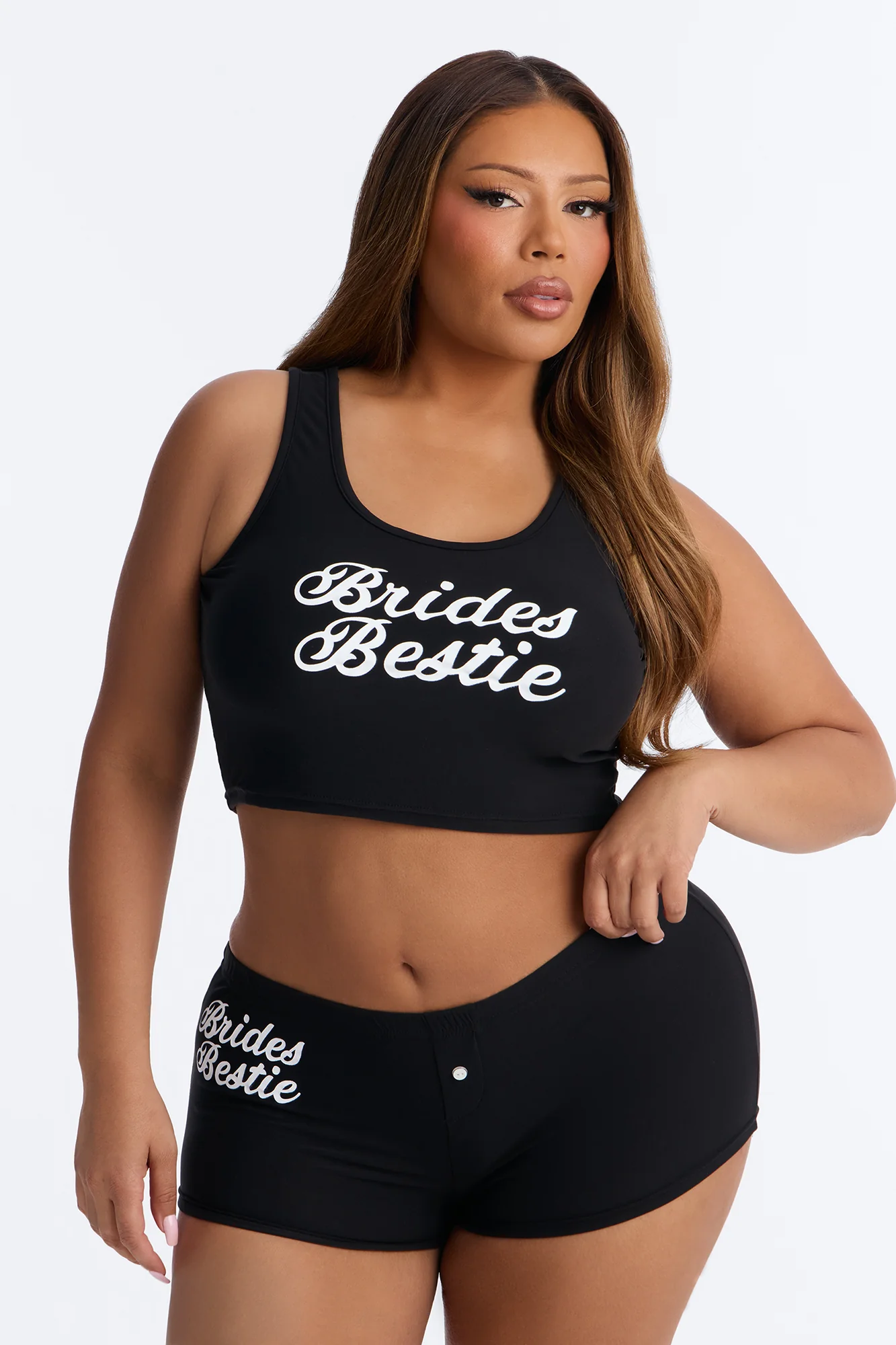Brides Besties PJ Tank & Short Set - Black - Image 4