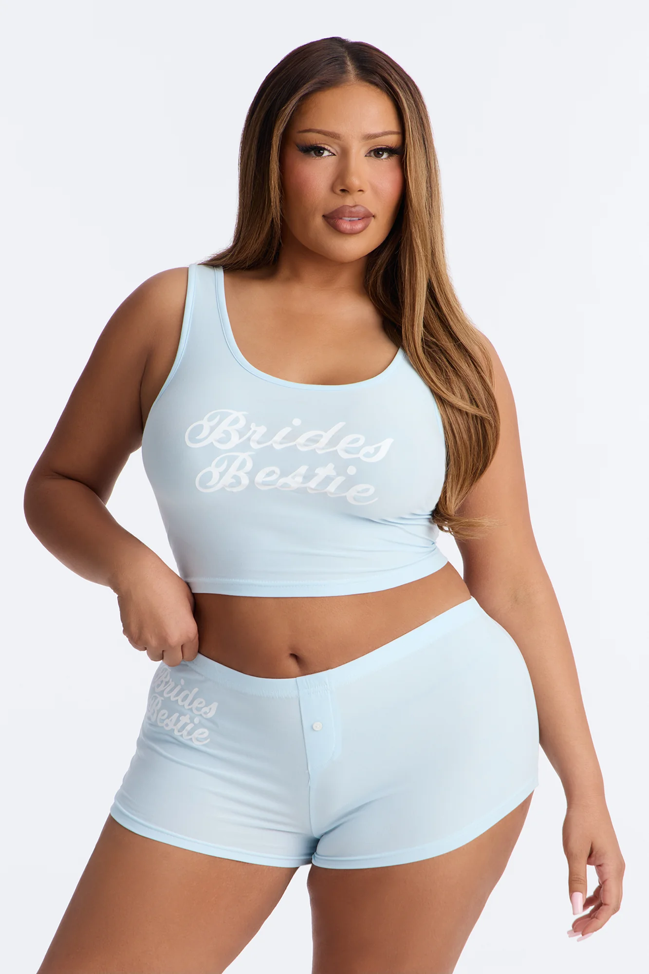 Brides Besties PJ Tank & Short Set - Light Blue - Image 4