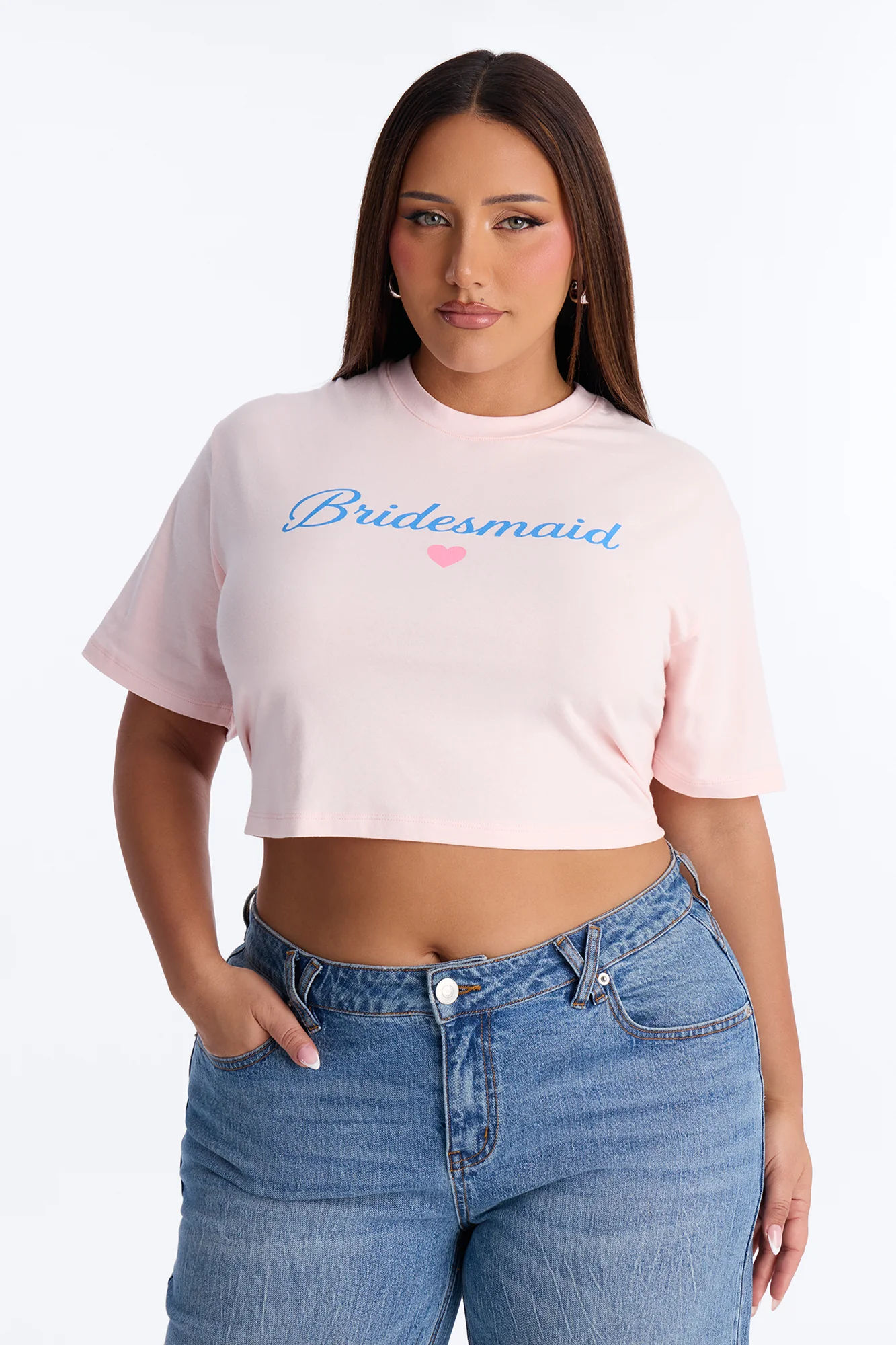 Bridesmaid Vibes Copped Tee - Pink - Image 5