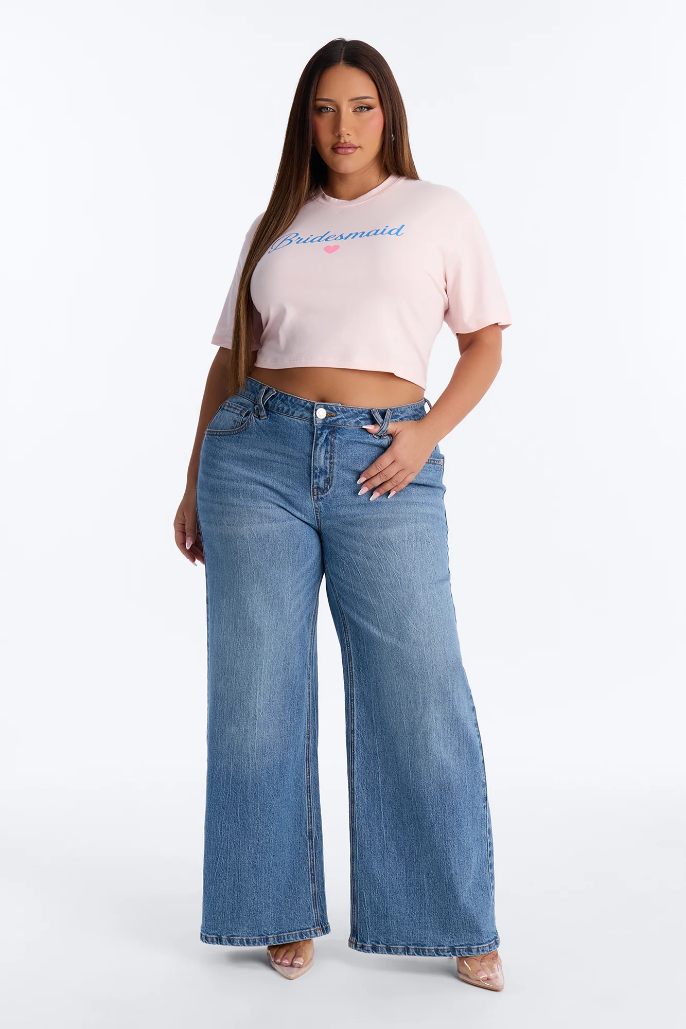 Bridesmaid Vibes Copped Tee - Pink - Image 6