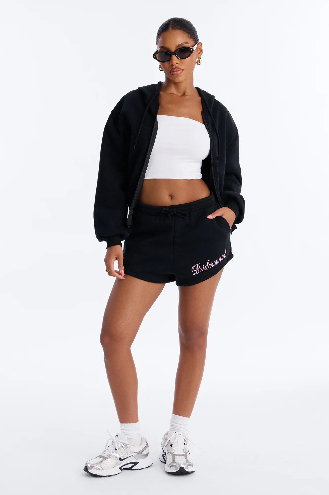 Bridesmaids Only Fleece Short Set - Black/Pink - Image 2
