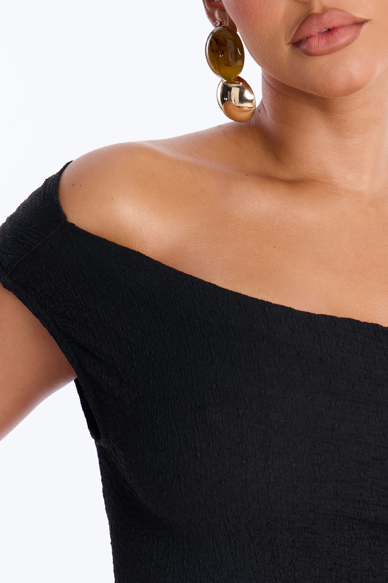 Bridget Textured Midi Dress - Black - Image 3