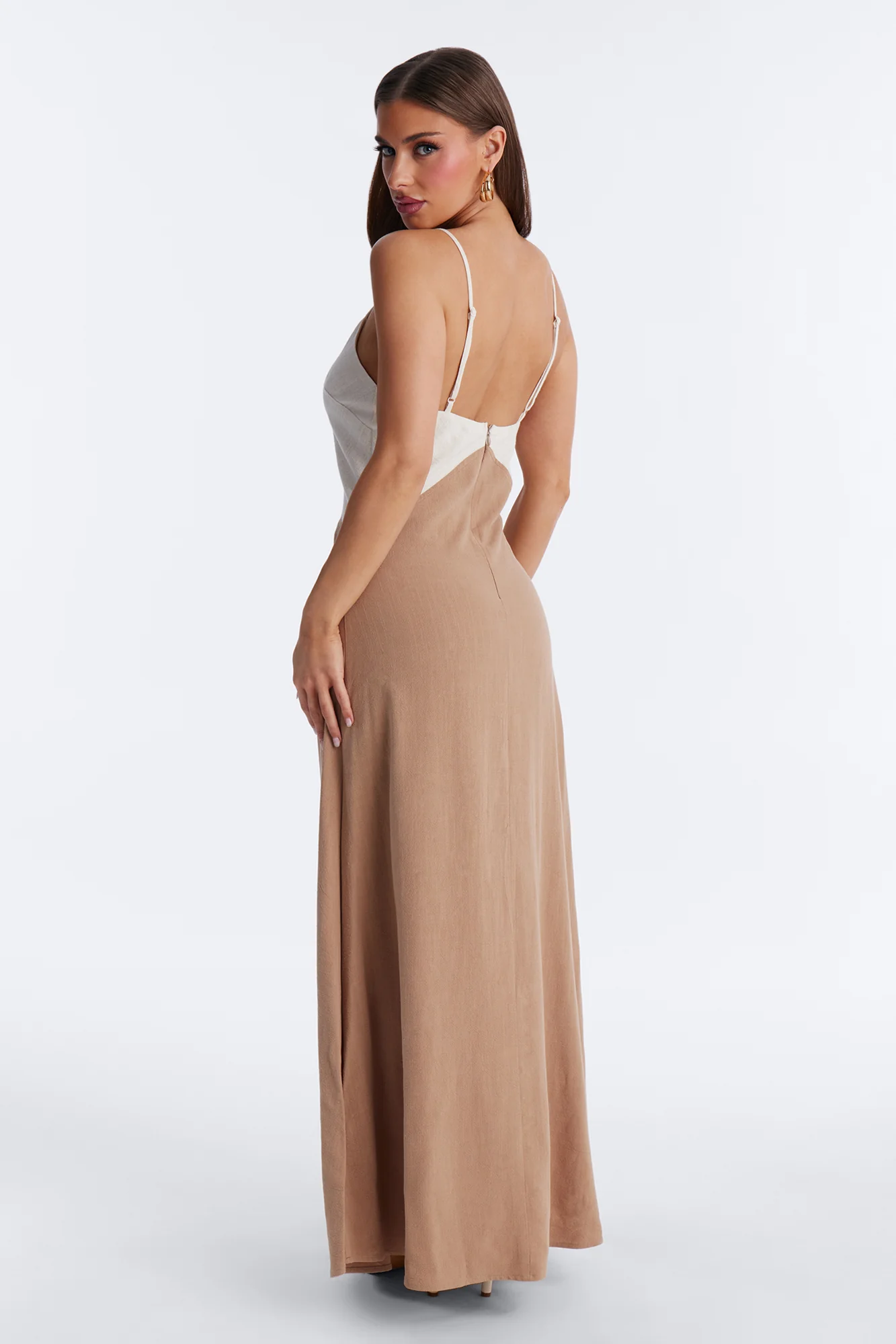 Brielle Linen Maxi Dress - Mocha/combo - Image 3