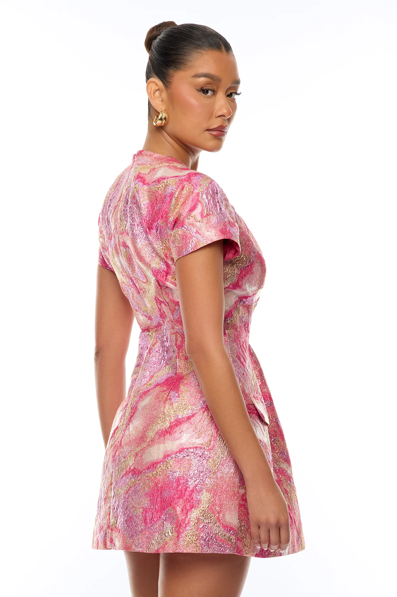 Brielle Metallic Jacquard Mini Dress - Pink/combo - Image 4