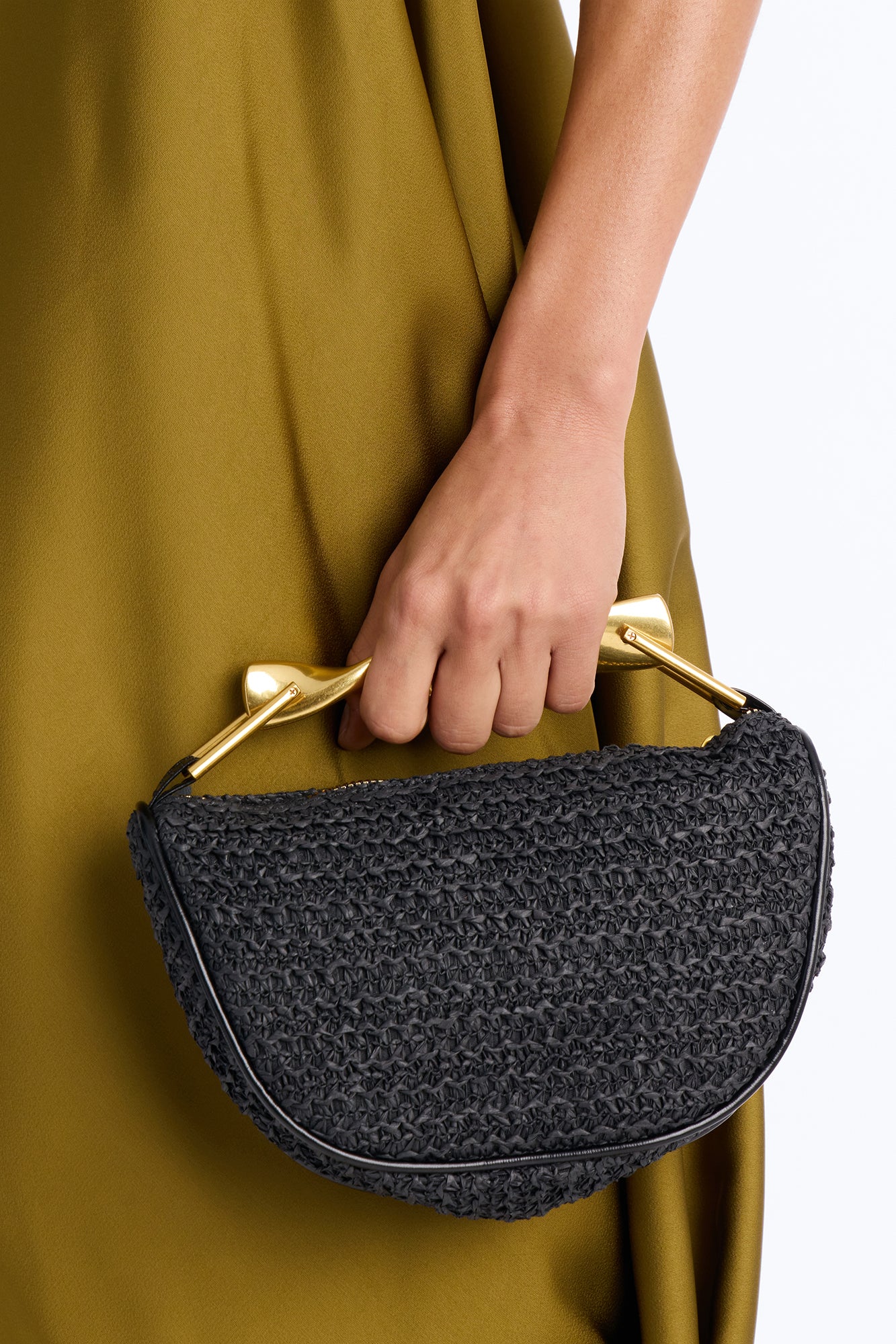 Bright Horizon Straw Satchel Handbag - Black