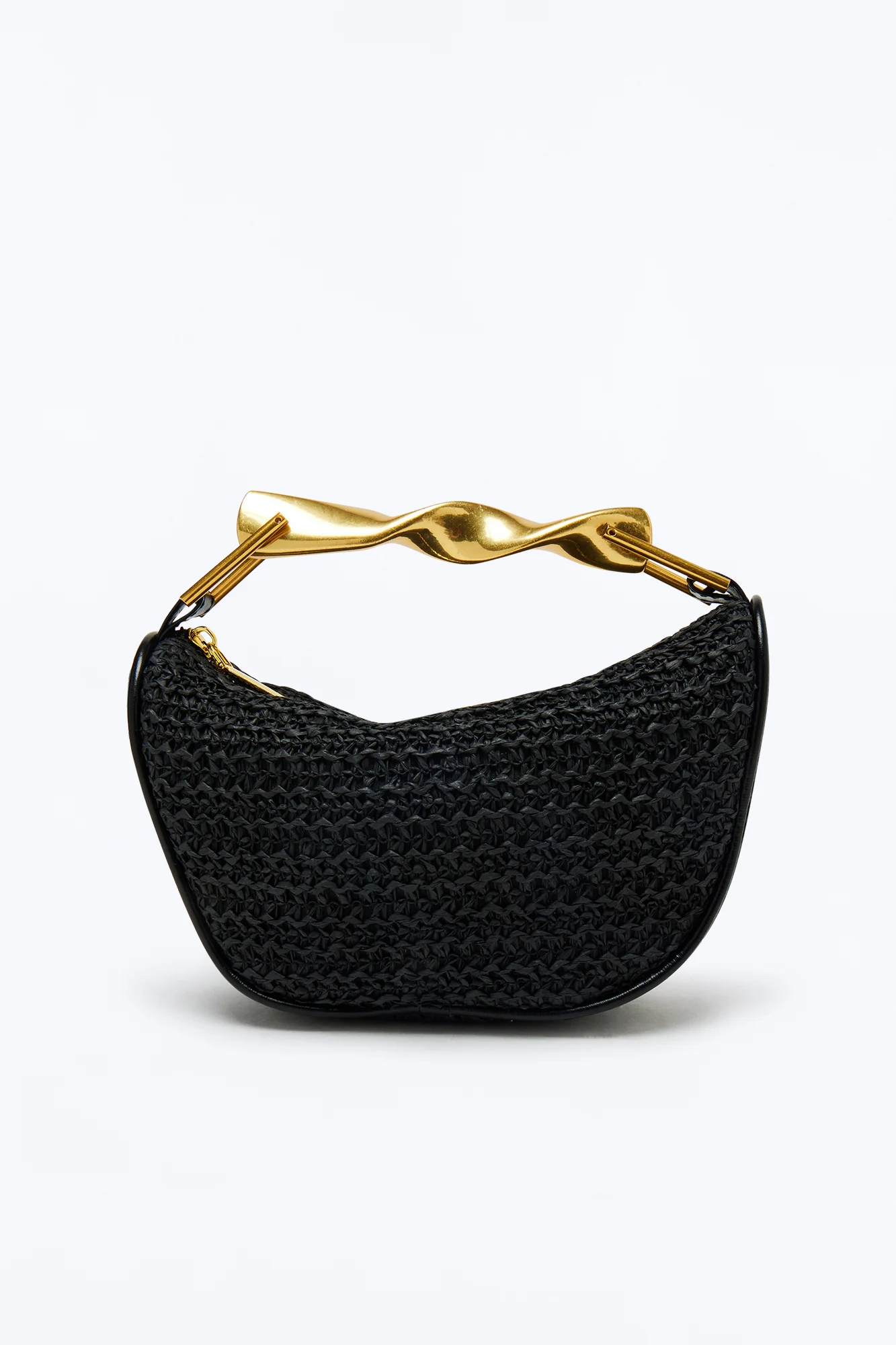 Bright Horizon Straw Satchel Handbag - Black - Image 3