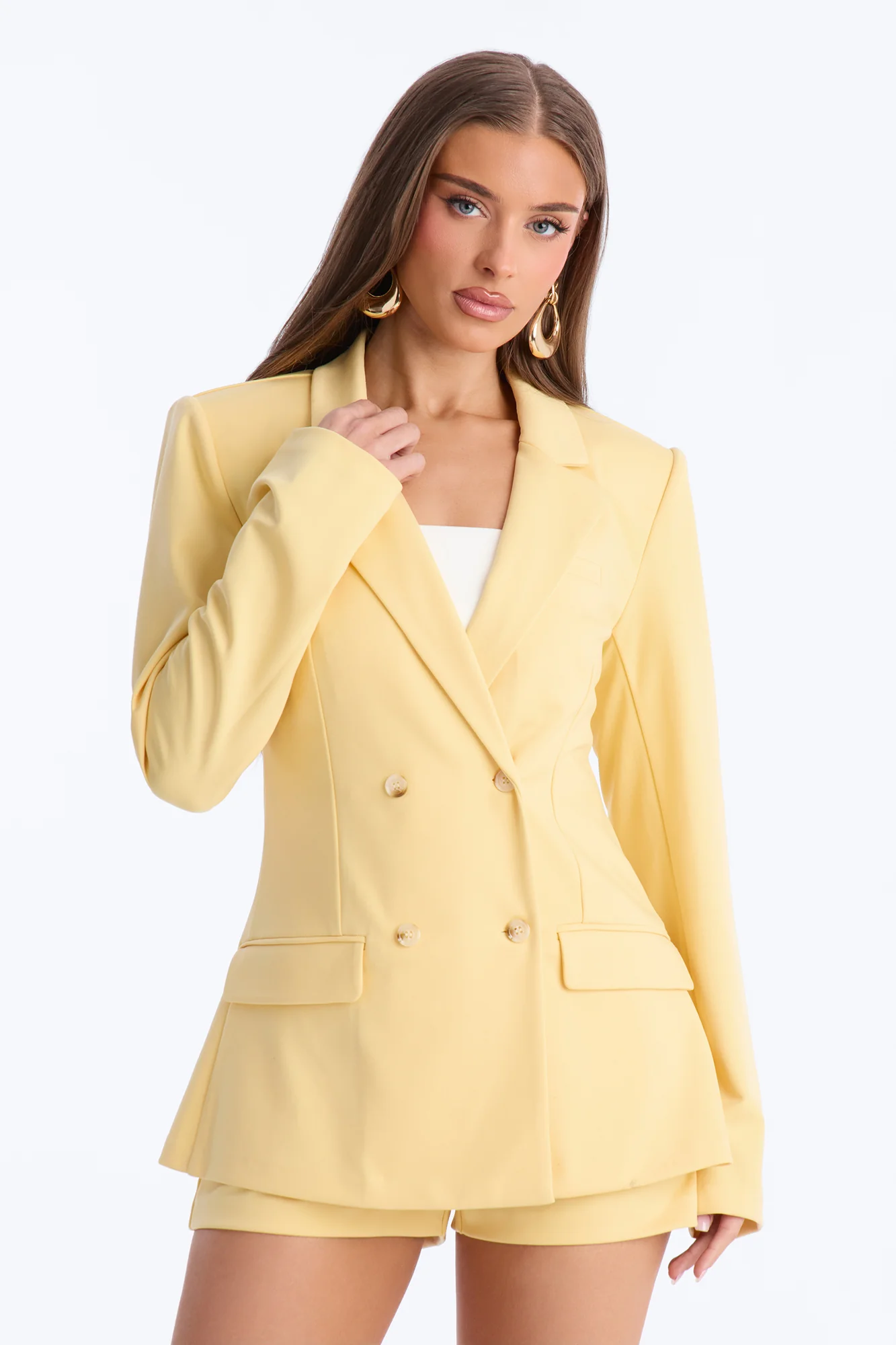 Bright Intentions Blazer Short Set - Yellow - Image 3