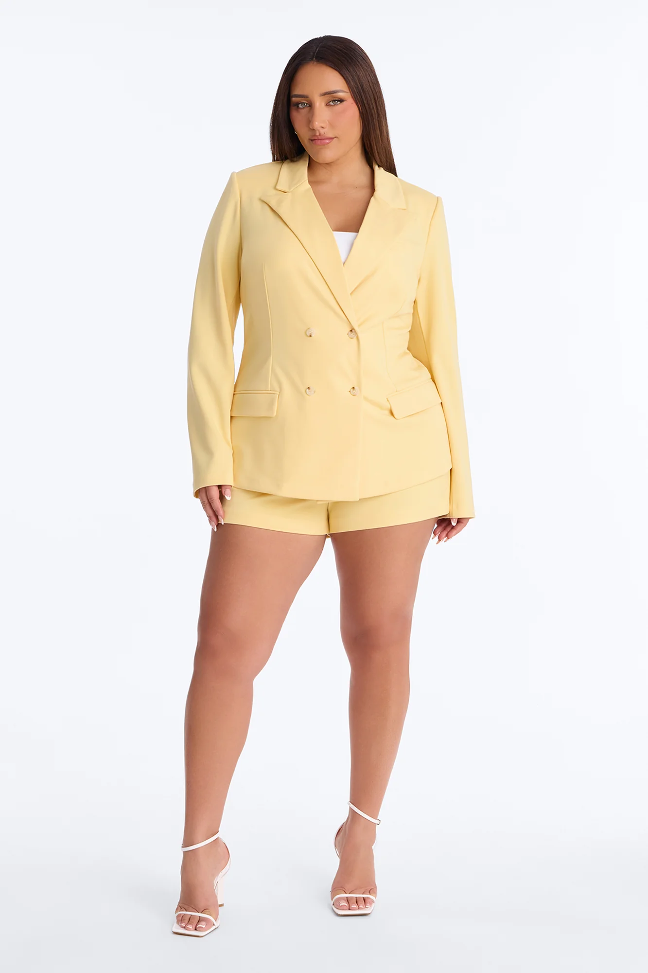 Bright Intentions Blazer Short Set - Yellow - Image 5