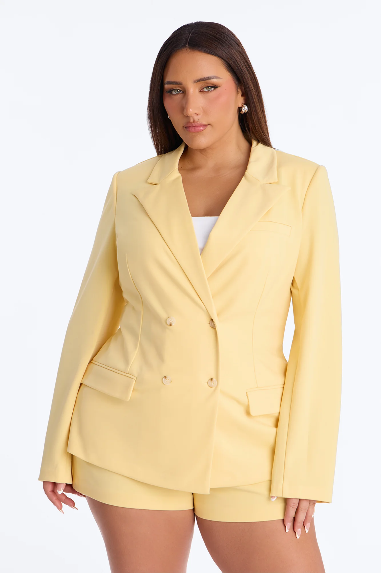 Bright Intentions Blazer Short Set - Yellow - Image 6