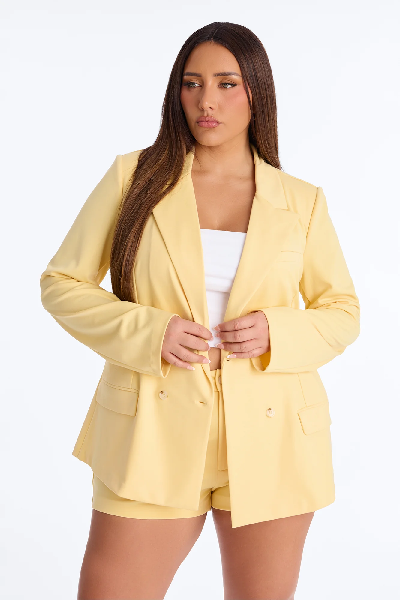 Bright Intentions Blazer Short Set - Yellow - Image 8
