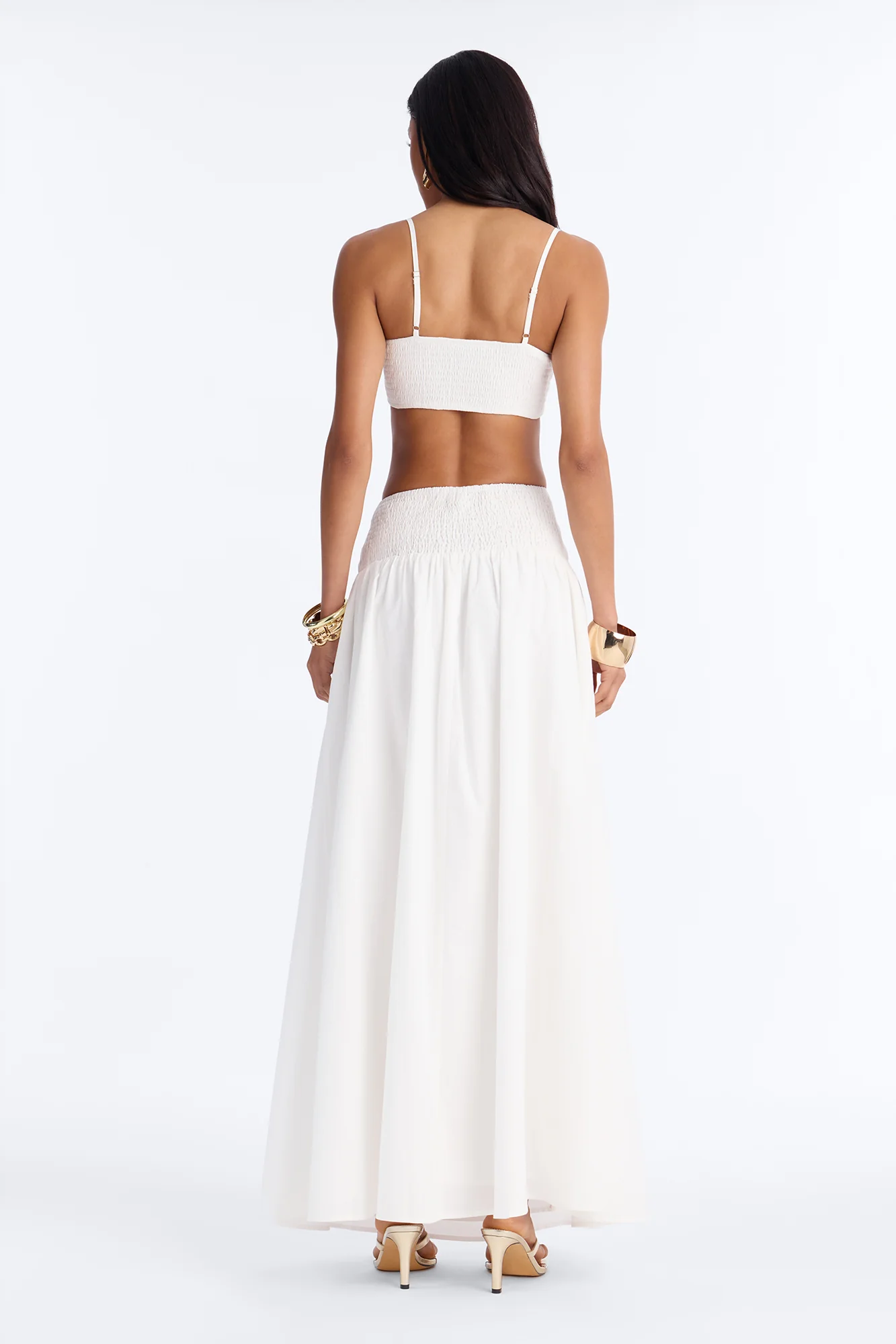 Brigitte Poplin Drop Waist Maxi Skirt - White - Image 5