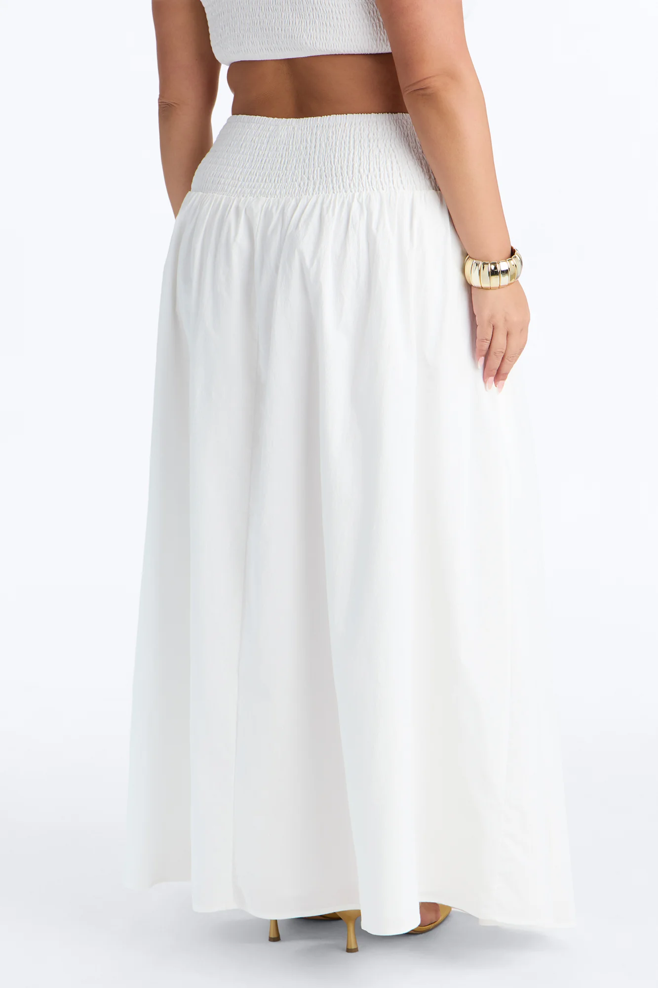 Brigitte Poplin Drop Waist Maxi Skirt - White - Image 9