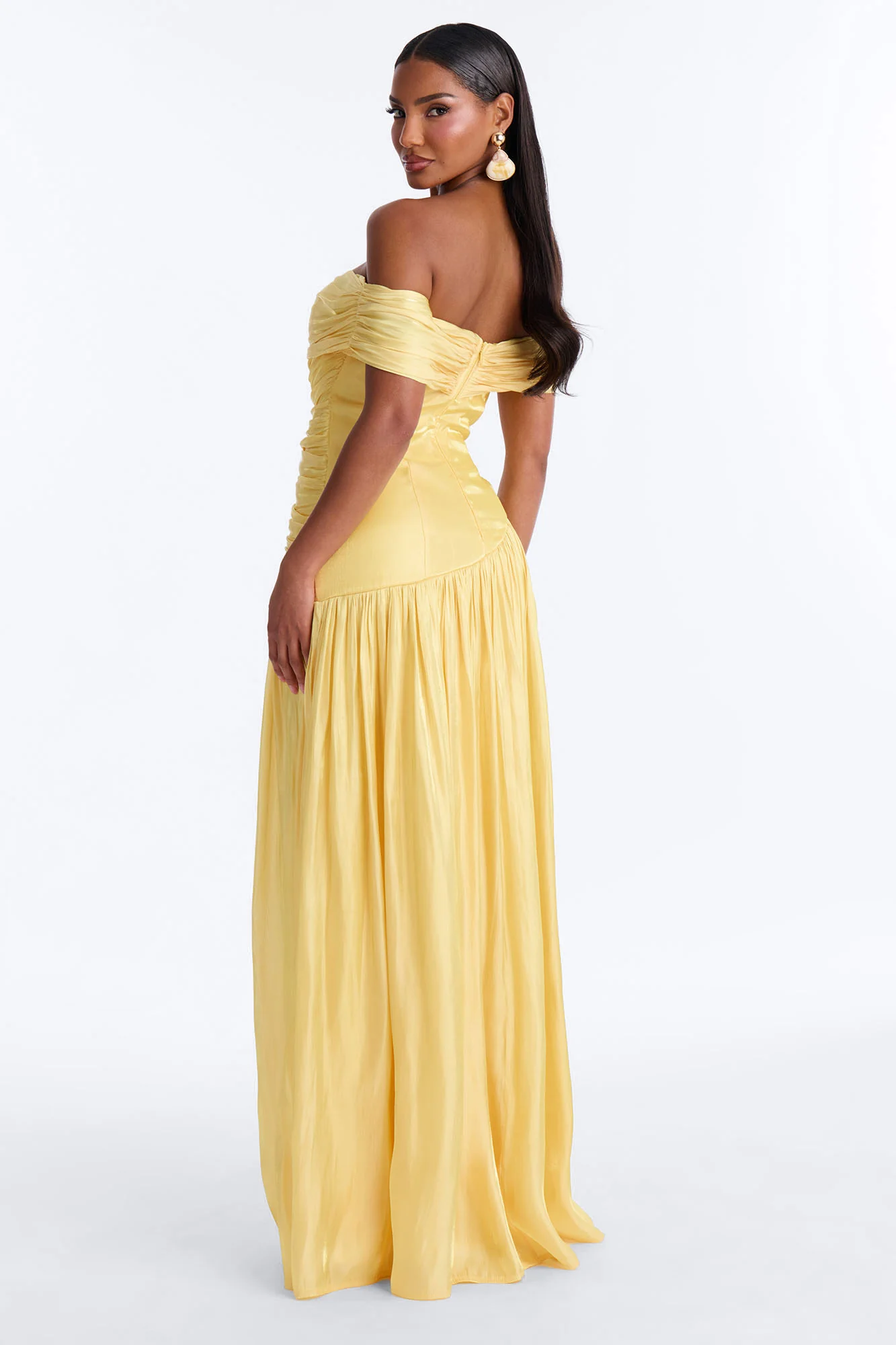 Brina Pleated Organza Gown - Yellow - Image 4