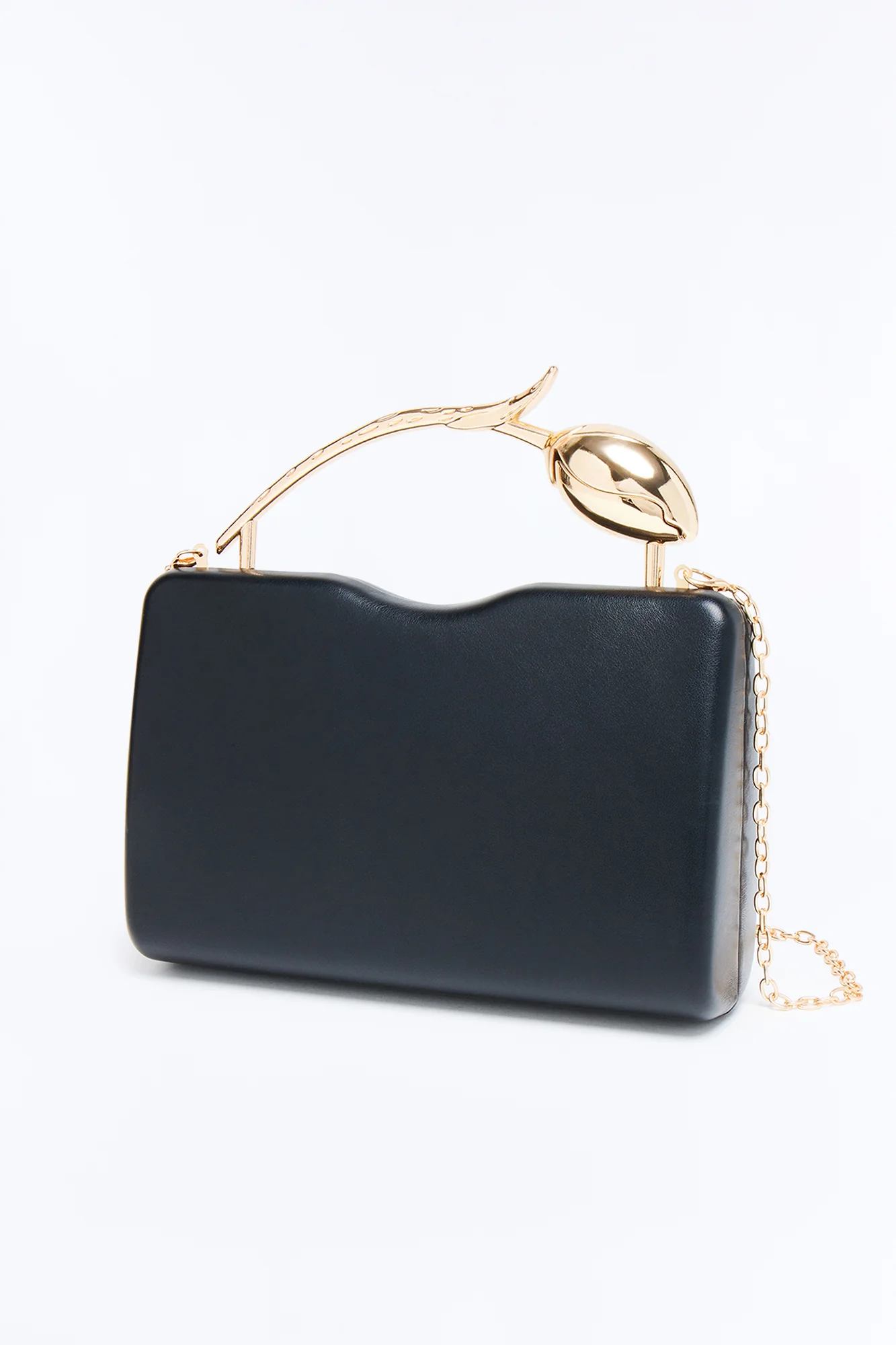 Bring Me Tulips Faux Leather Satchel Bag - Gold/Black - Image 4