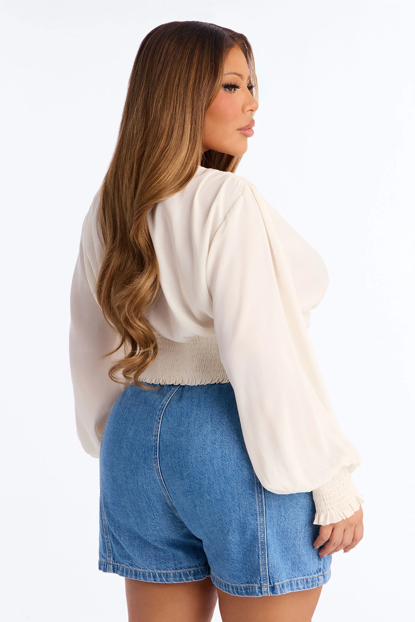 Bring The Flowers Ruched Chiffon Top - Cream - Image 8