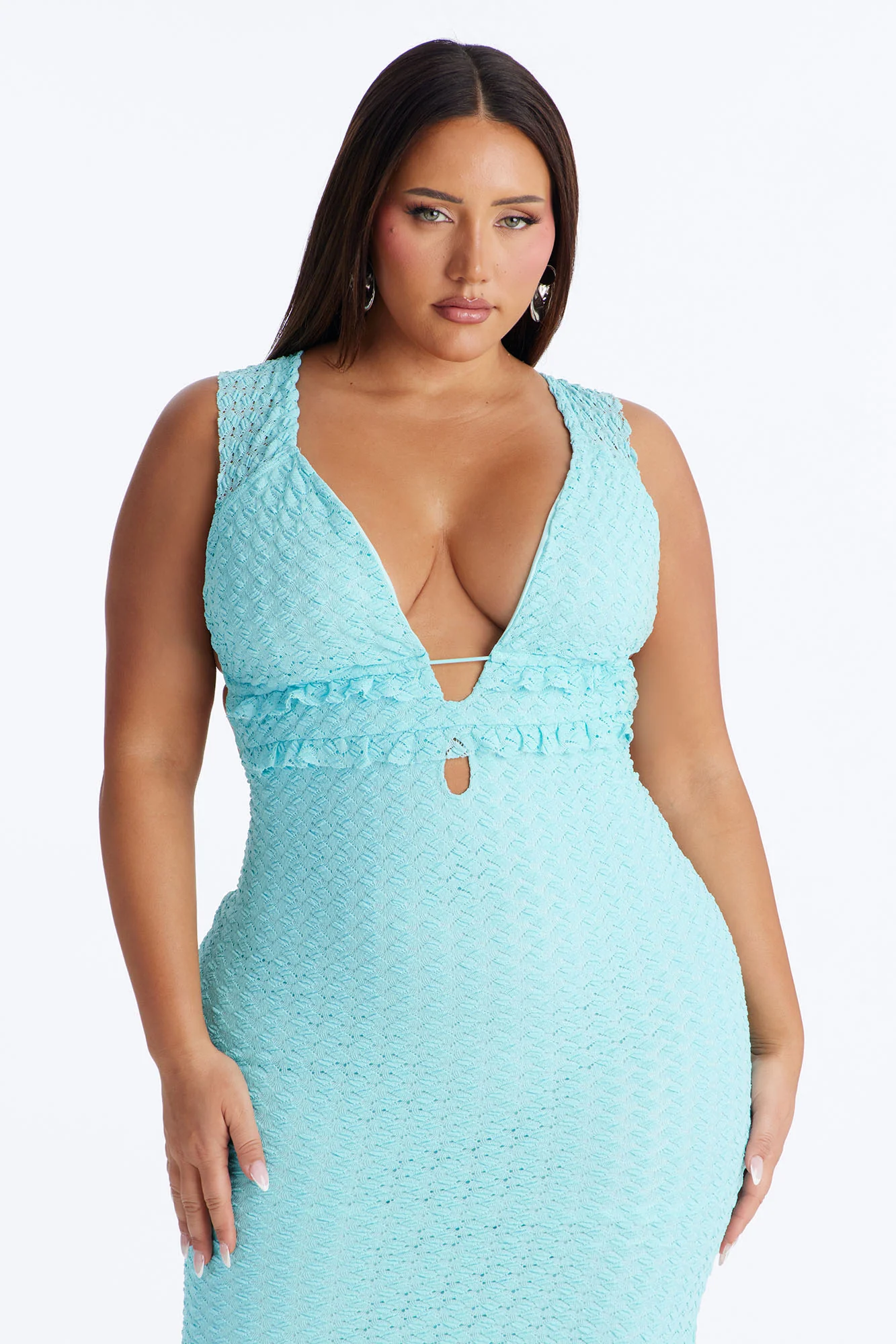 Brinley Backless Lace Maxi Dress - Turquoise - Image 6