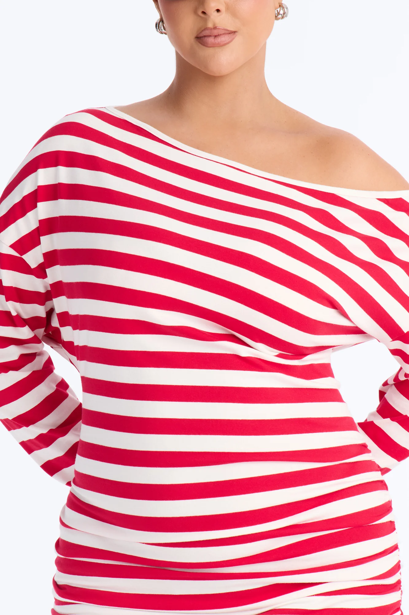 Brinley Striped Cotton Mini Dress - Red/White - Image 7